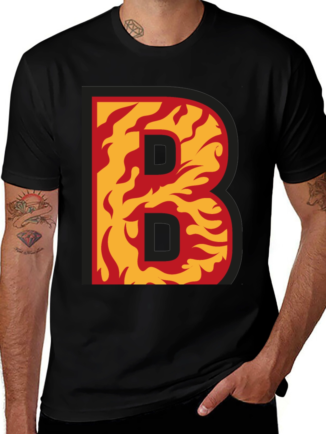 Fiery B Graphic T-Shirt - Bold & Unique