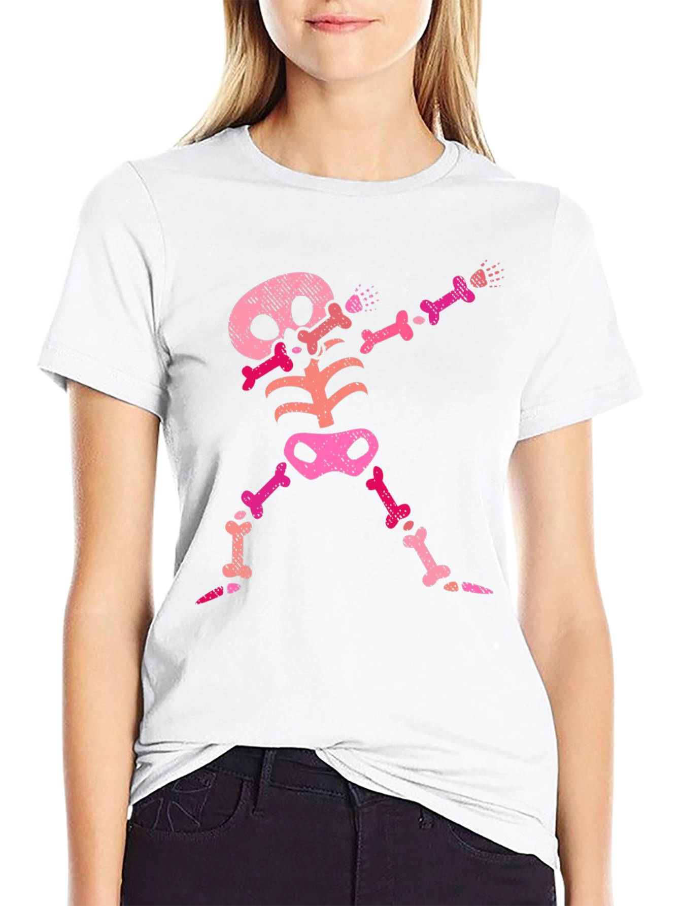 Pink Skeleton Dab Black T-Shirt