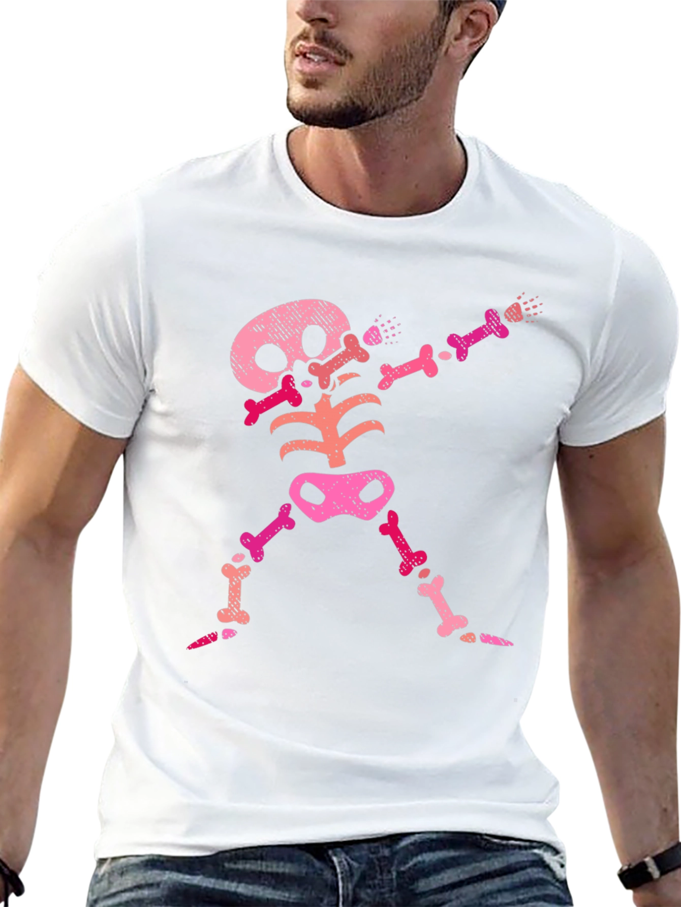 Pink Skeleton Dab Black T-Shirt