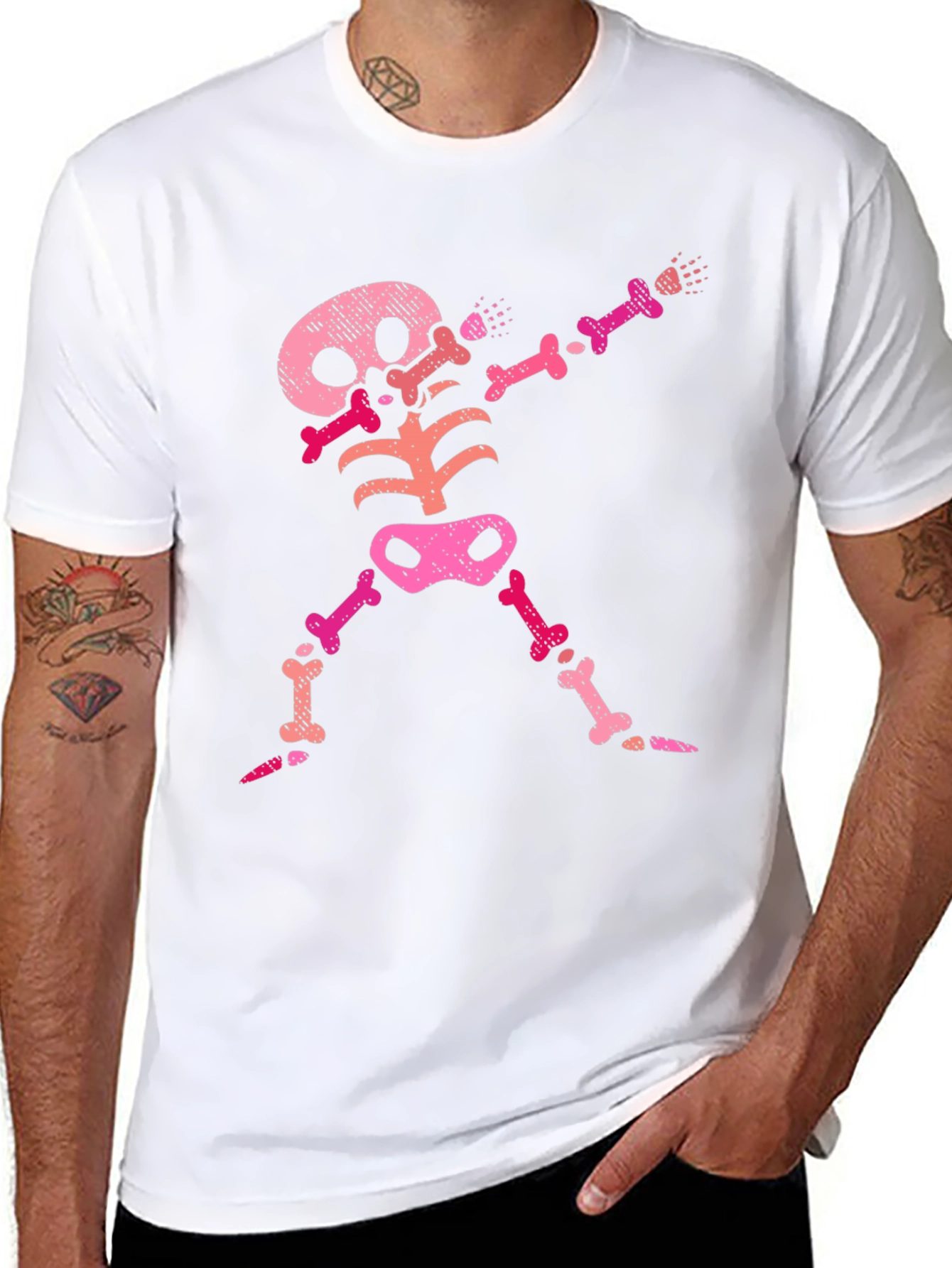 Pink Skeleton Dab Black T-Shirt