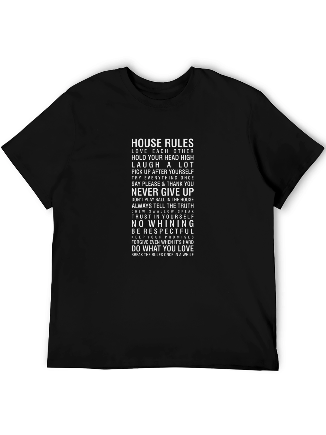 House Rules Graphic Tee - Black Cotton Comfort
