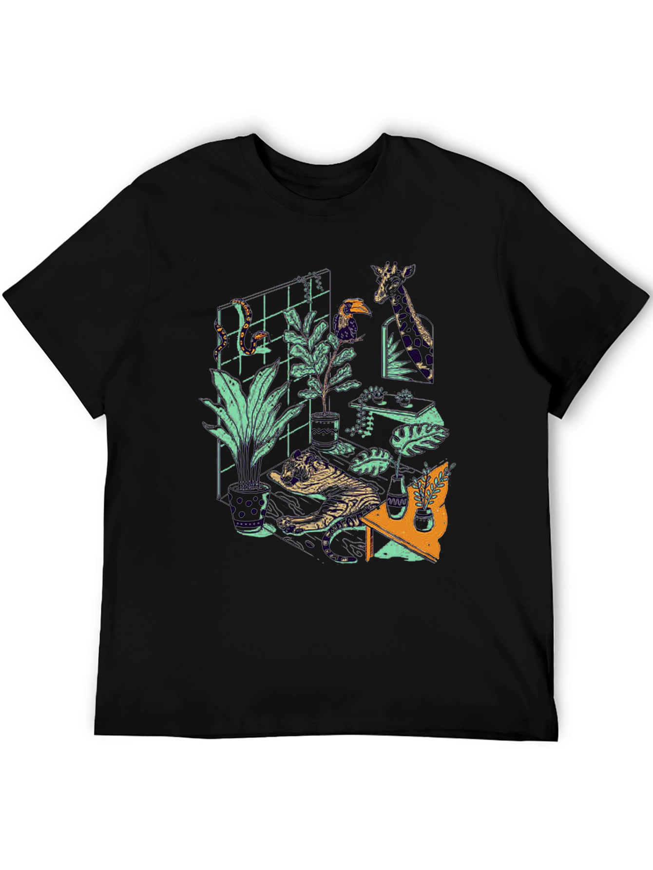 Jungle Room Graphic Tee - Quirky Animal Print T-Shirt