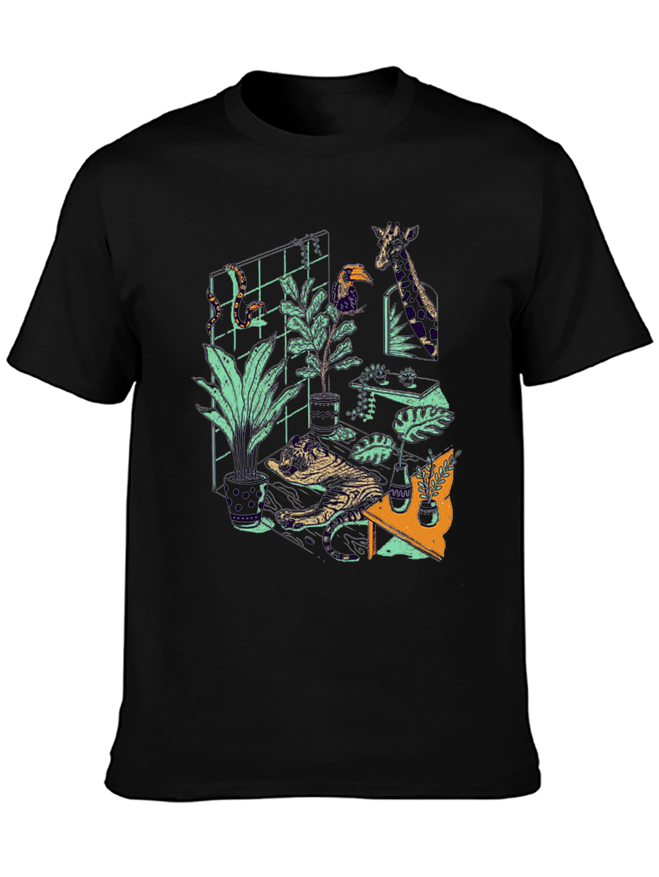 Jungle Room Graphic Tee - Quirky Animal Print T-Shirt