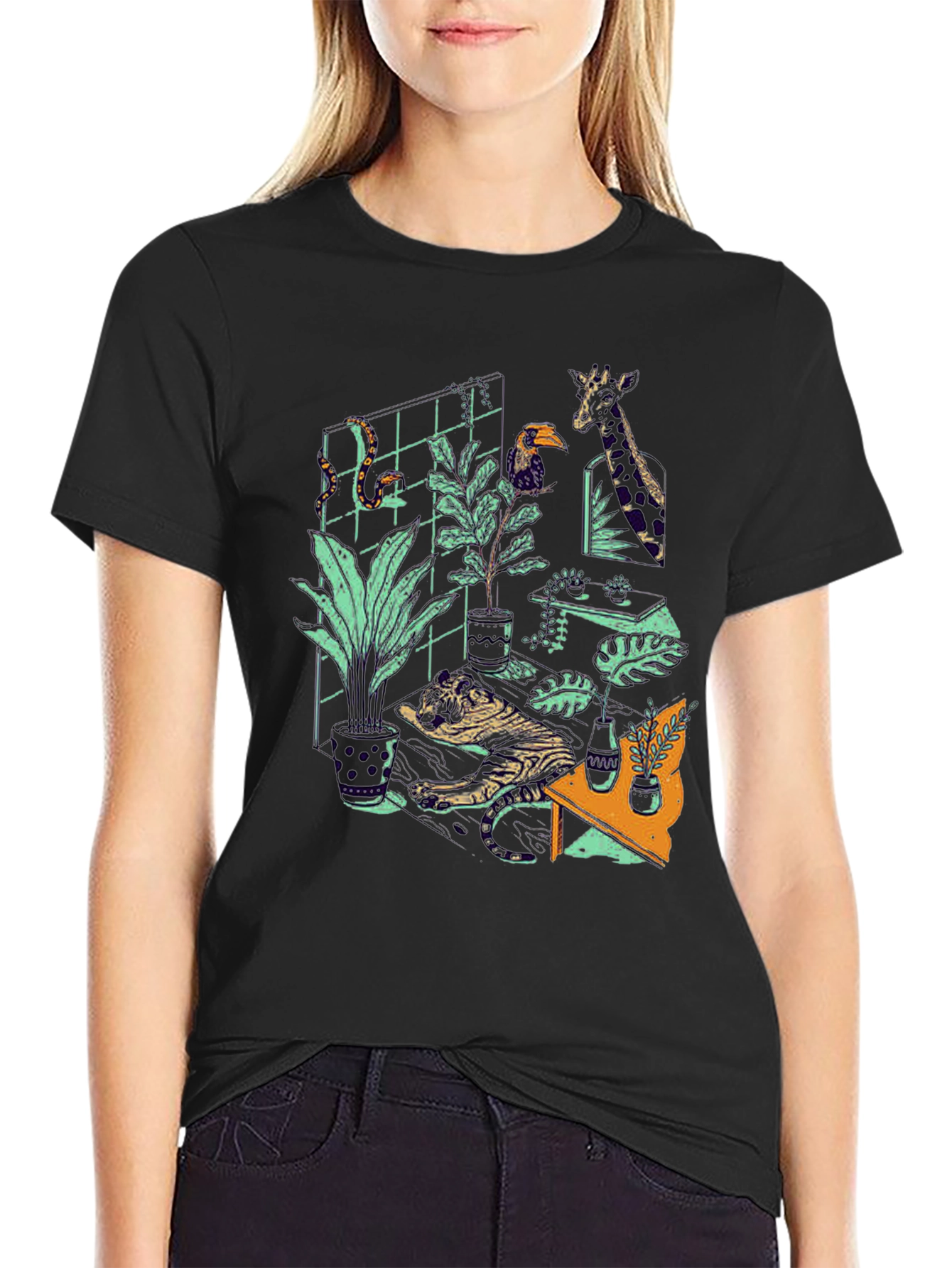 Jungle Room Graphic Tee - Quirky Animal Print T-Shirt