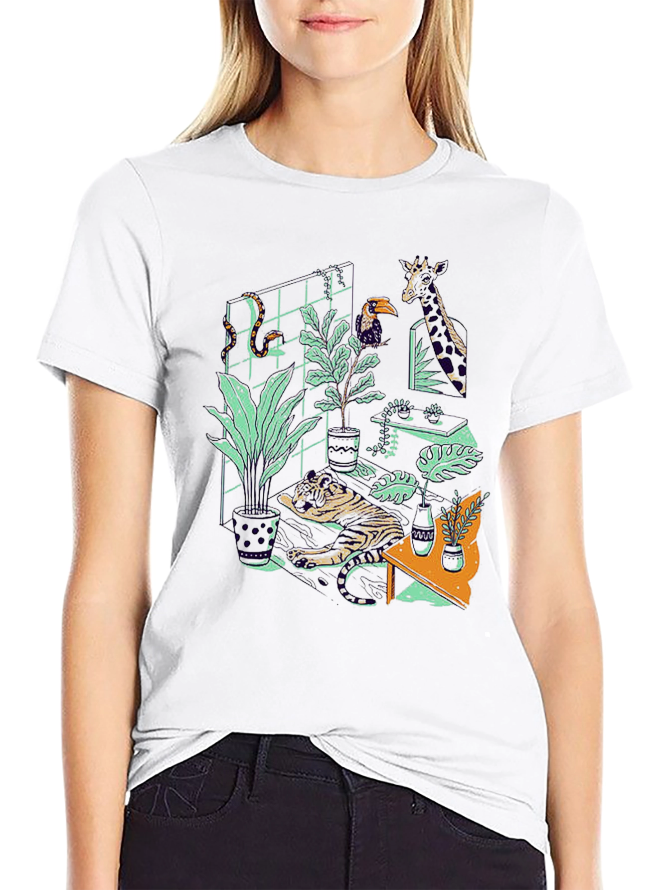 Jungle Room Graphic Tee - Quirky Animal Print T-Shirt