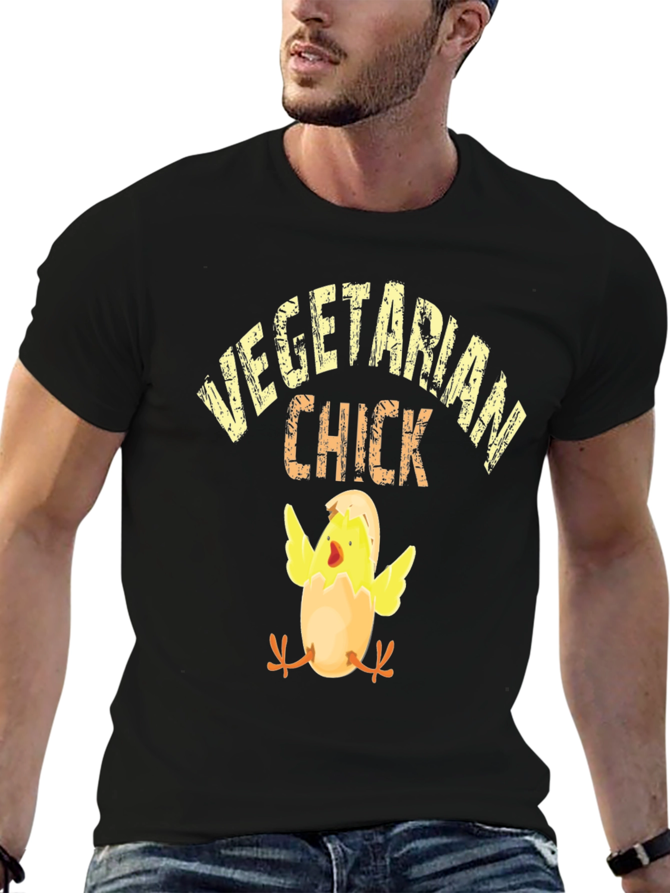 Vegetarian Chick Graphic T-Shirt - Black