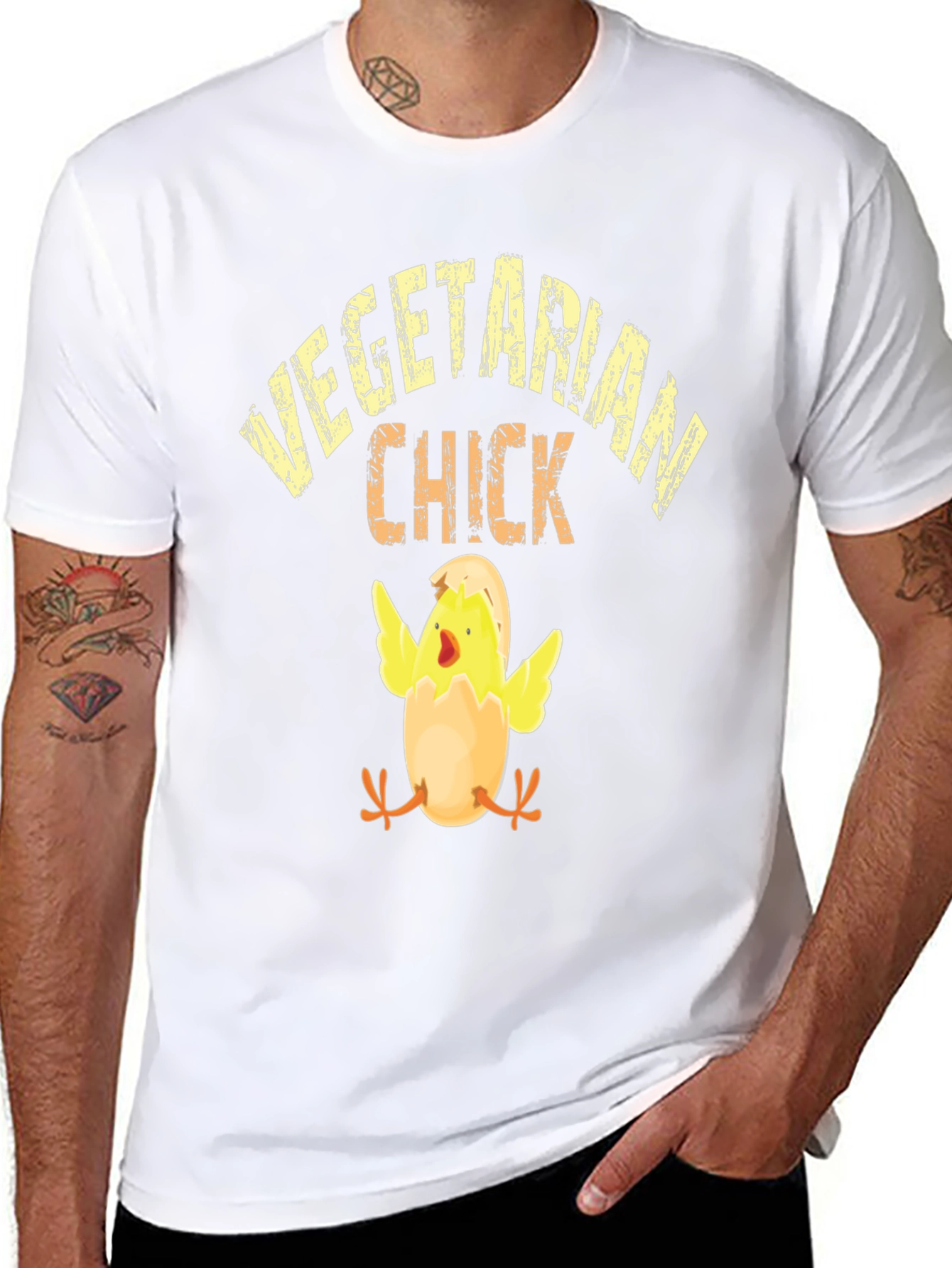 Vegetarian Chick Graphic T-Shirt - Black