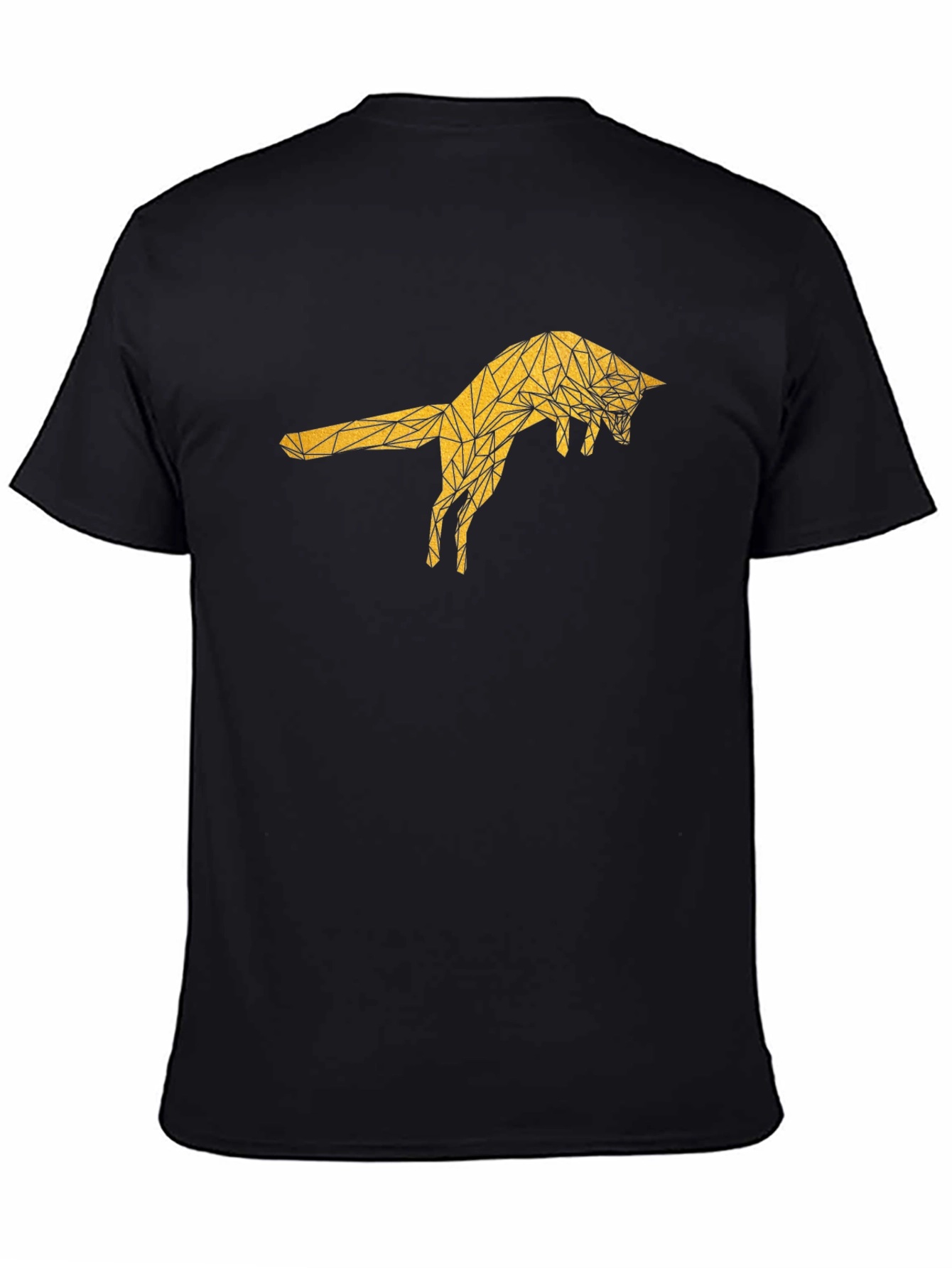 Geometric Fox Graphic Tee - Black Cotton T-Shirt