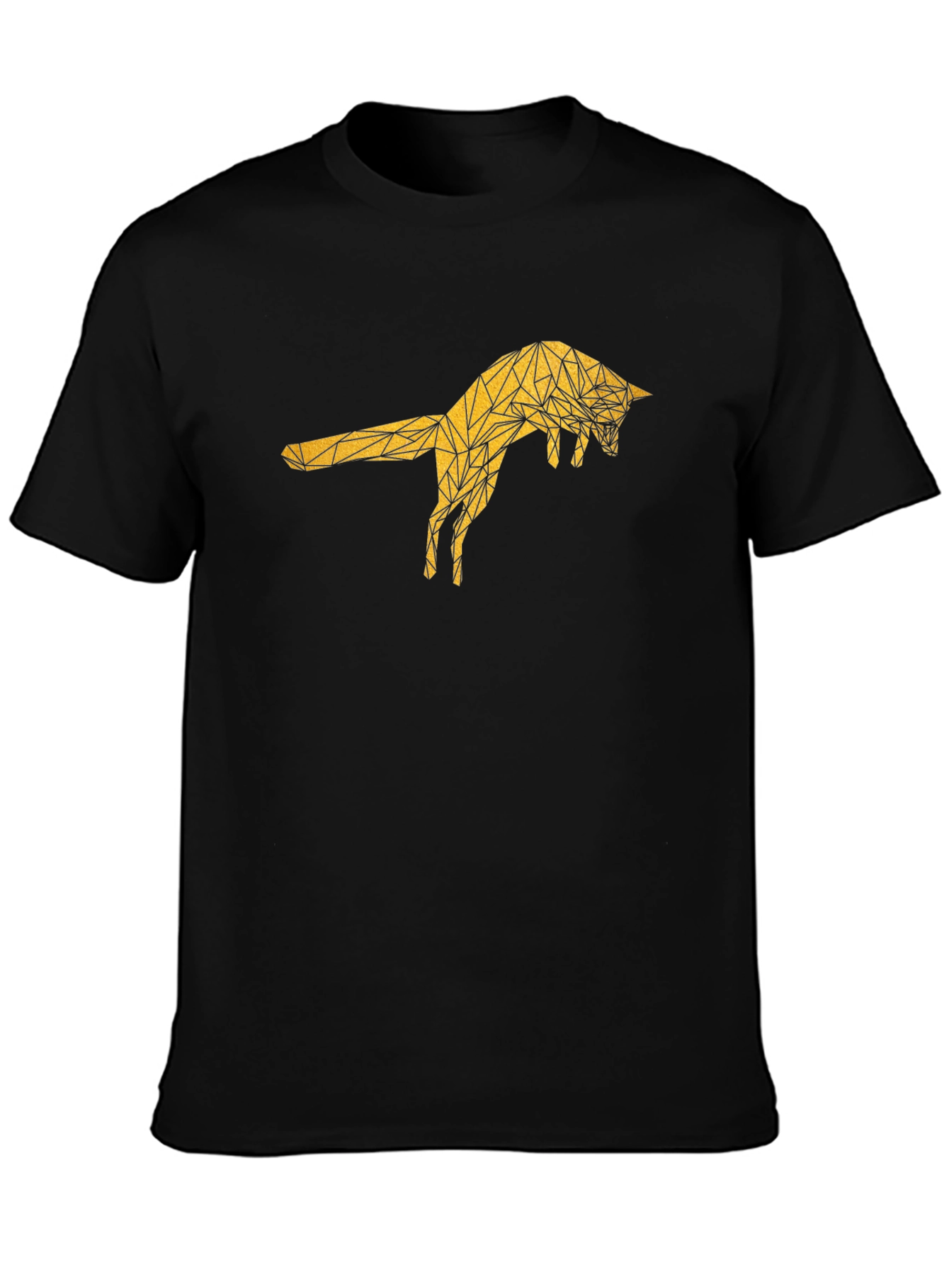 Geometric Fox Graphic Tee - Black Cotton T-Shirt