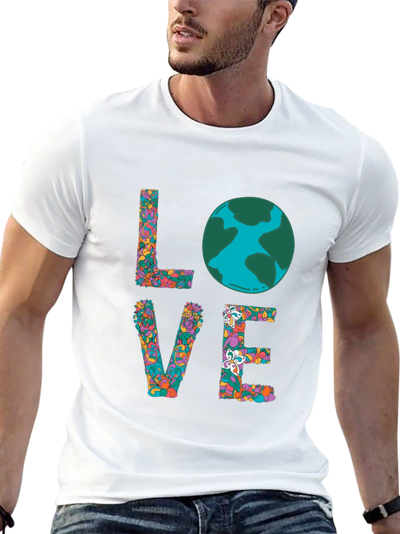 Earth Day LOVE T-Shirt - Floral Graphic Tee
