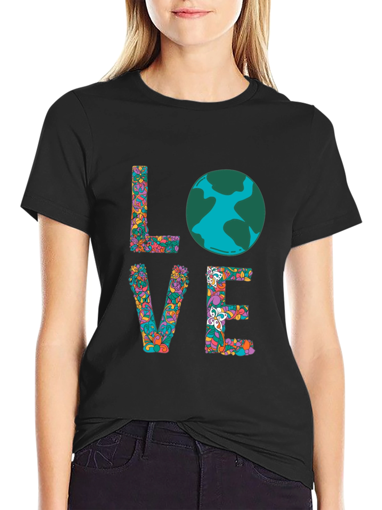 Earth Day LOVE T-Shirt - Floral Graphic Tee