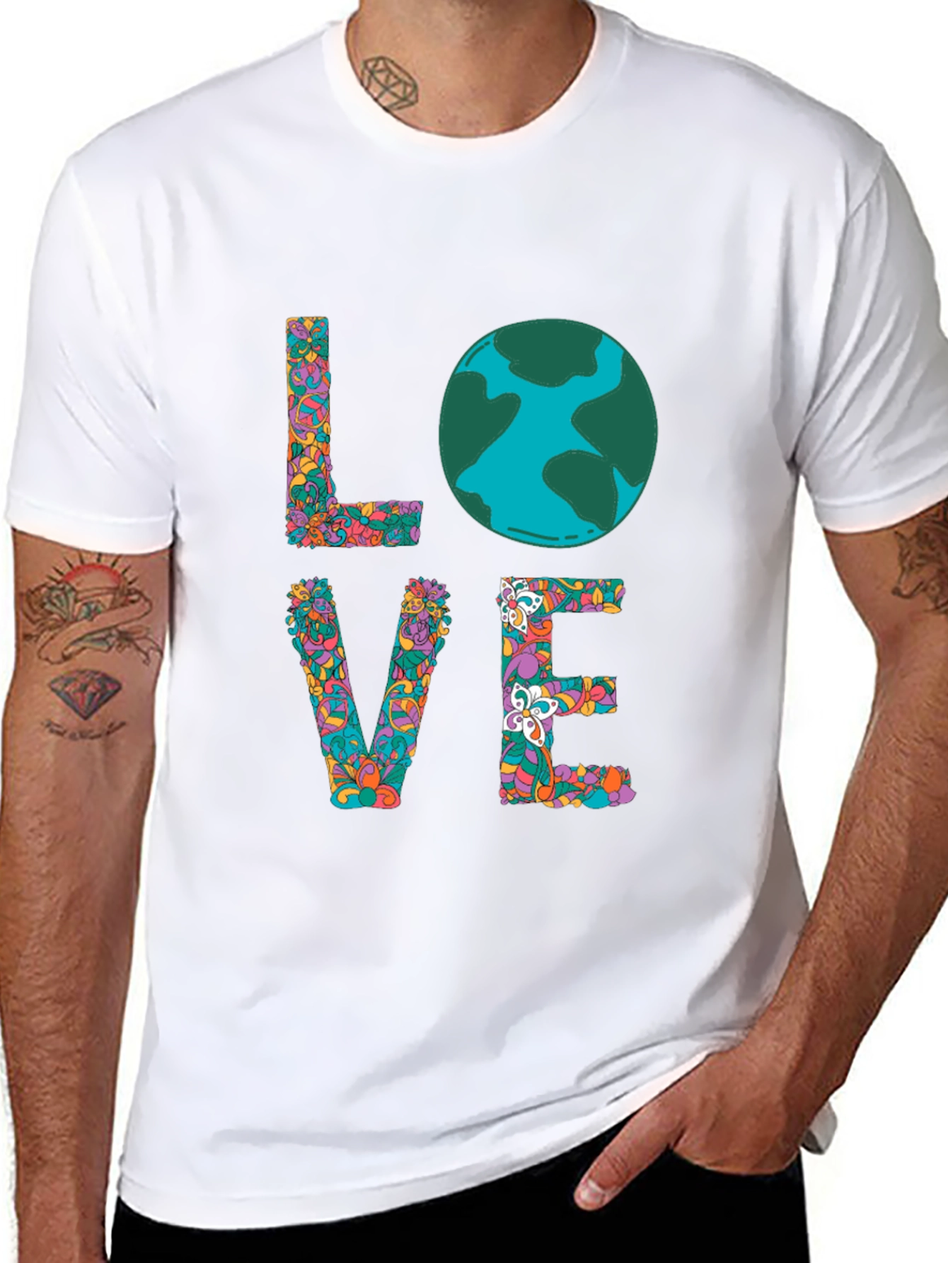 Earth Day LOVE T-Shirt - Floral Graphic Tee