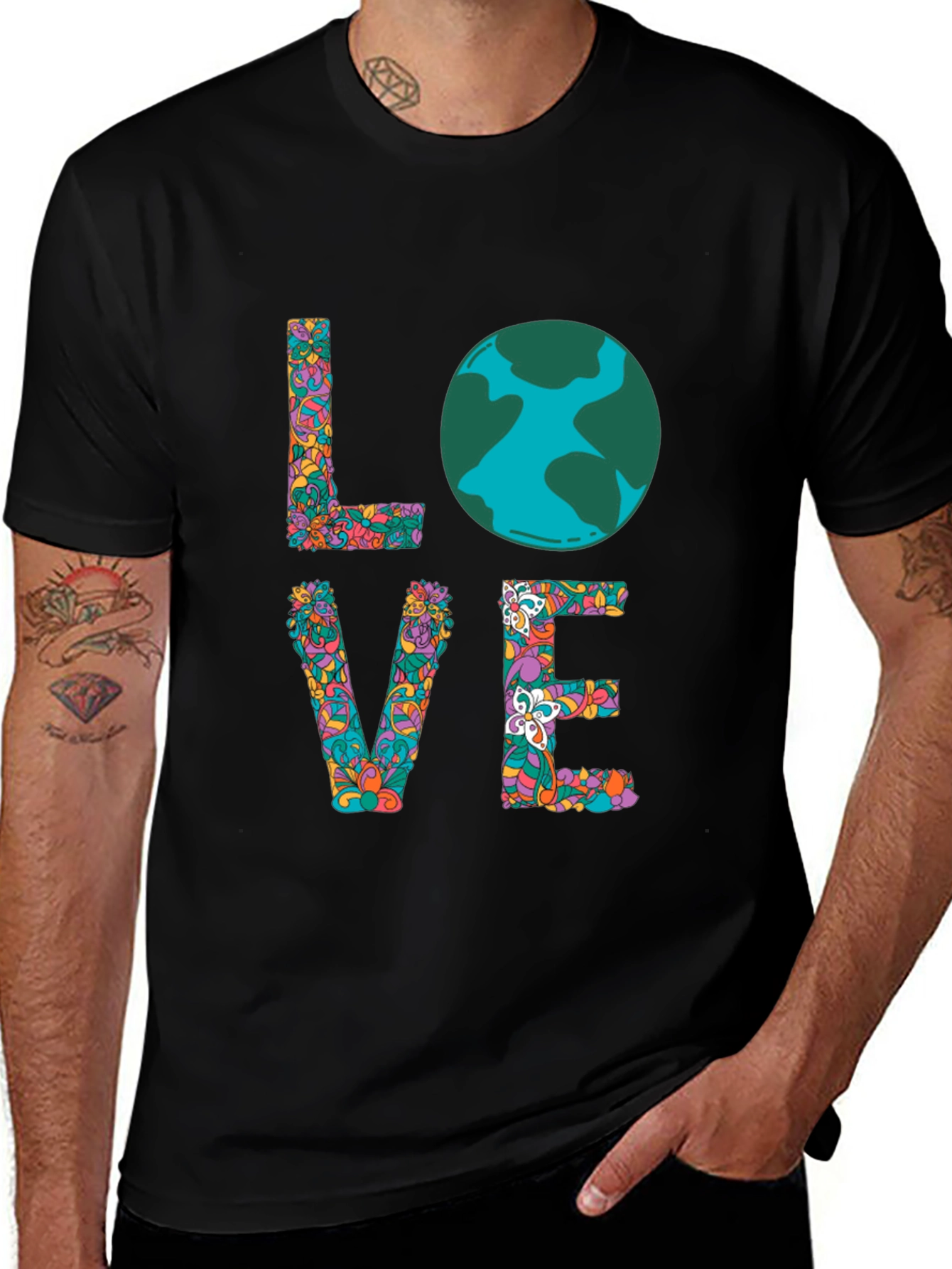 Earth Day LOVE T-Shirt - Floral Graphic Tee