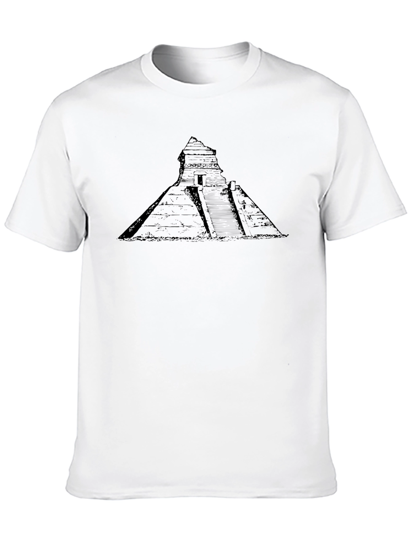 Mayan Pyramid Graphic Tee - Black Cotton Blend