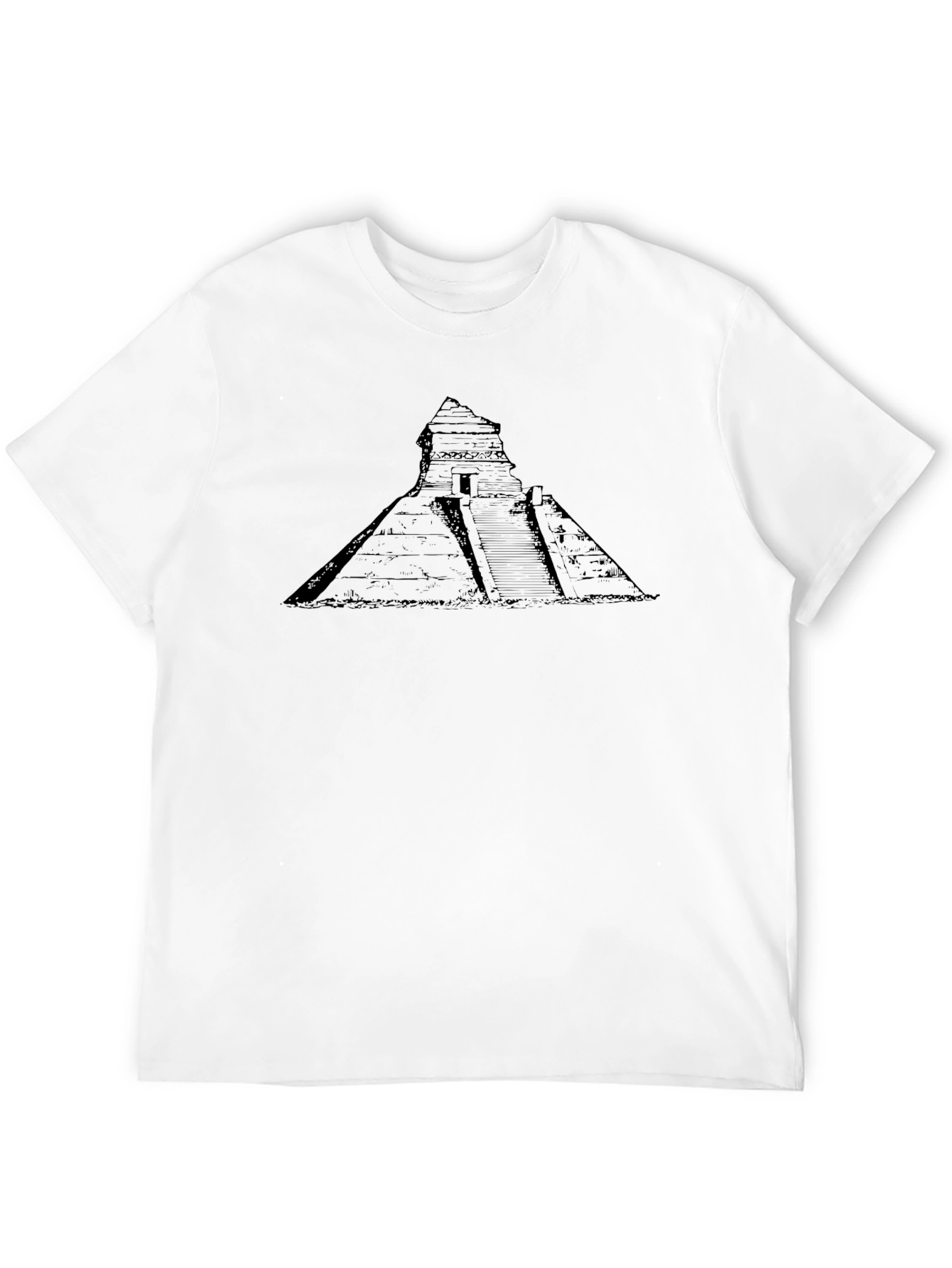 Mayan Pyramid Graphic Tee - Black Cotton Blend