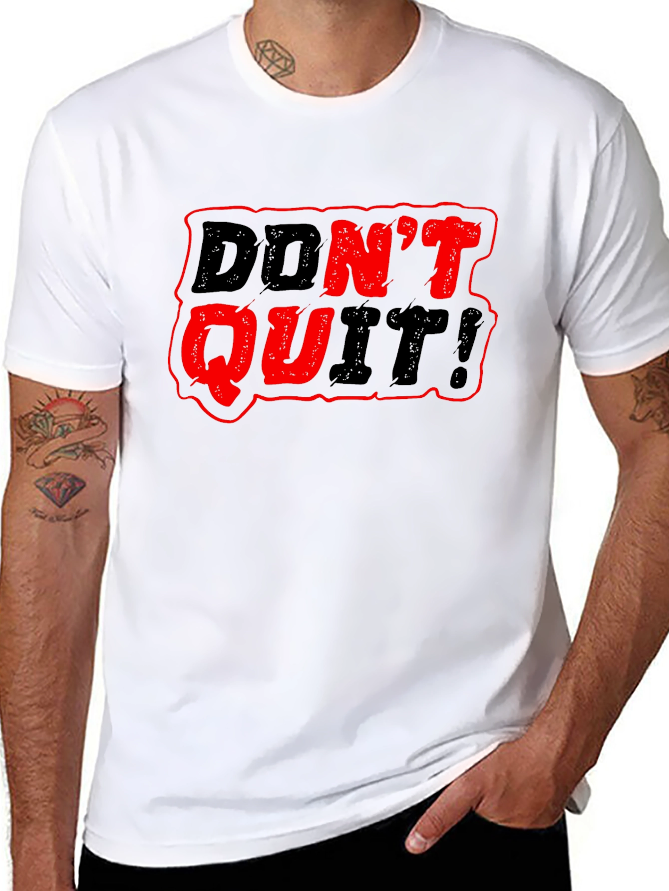Motivational Dont Quit! Graphic Black T-Shirt