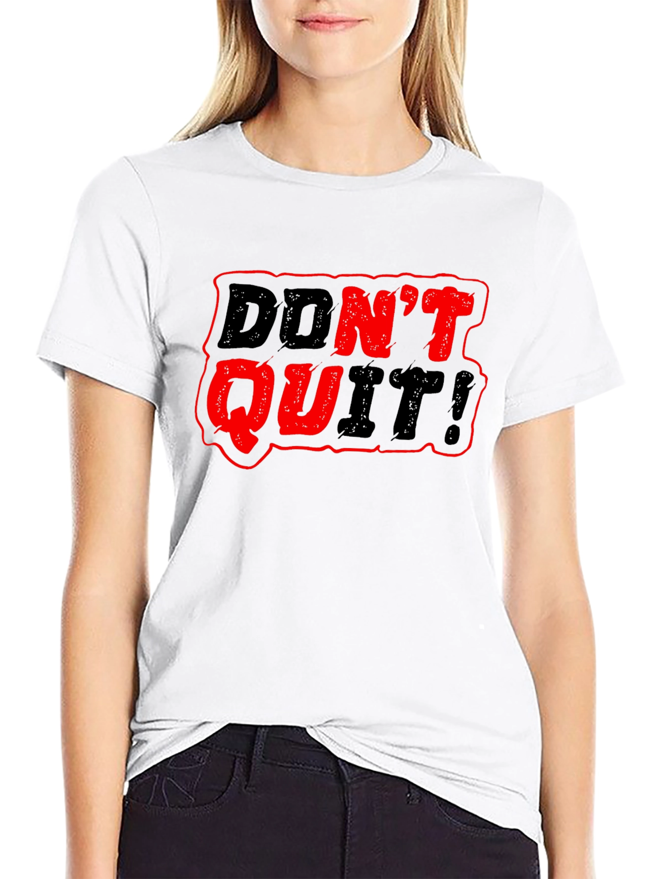 Motivational Dont Quit! Graphic Black T-Shirt