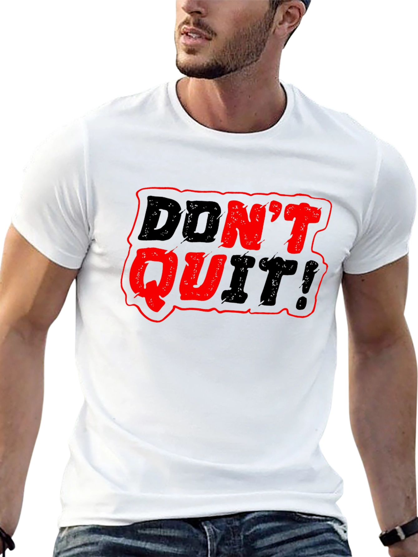 Motivational Dont Quit! Graphic Black T-Shirt