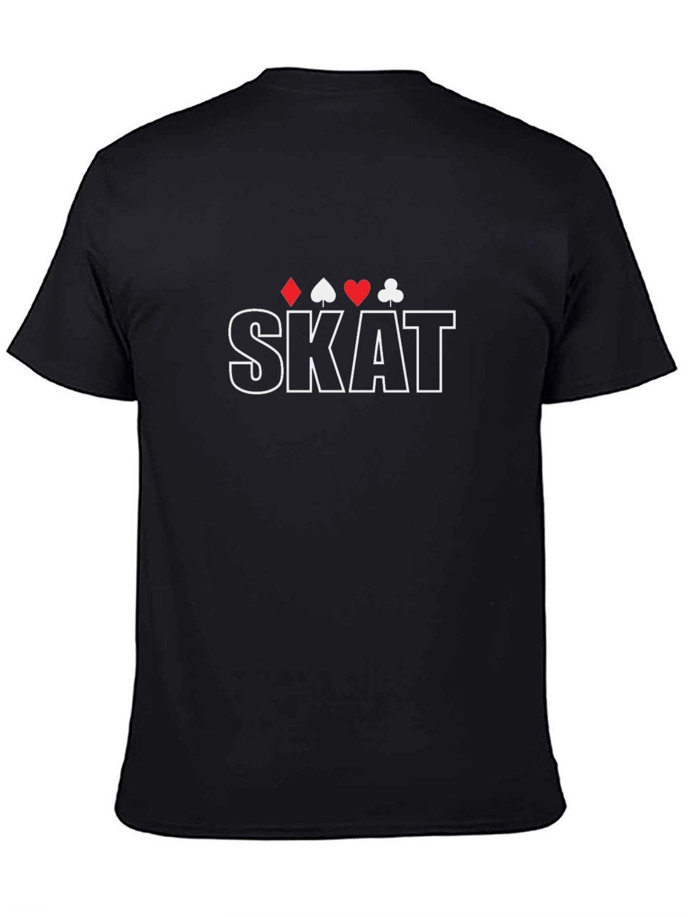 Skat Card Game Graphic Tee - Casual Black T-Shirt