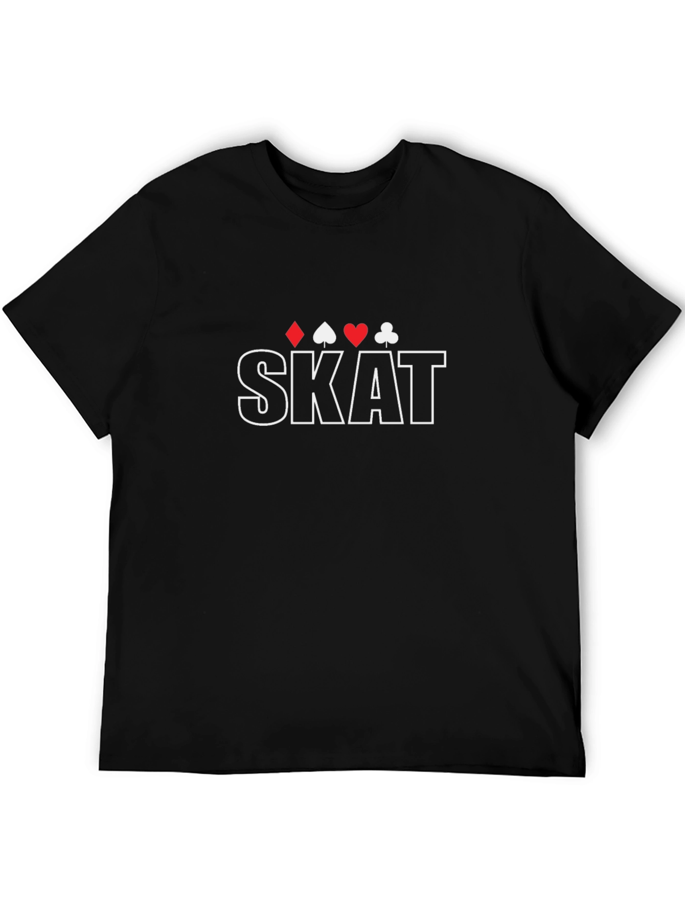 Skat Card Game Graphic Tee - Casual Black T-Shirt