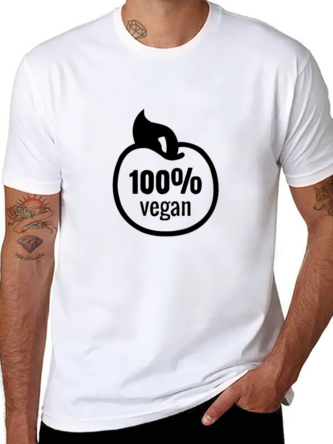 100% Vegan Graphic T-Shirt - Black
