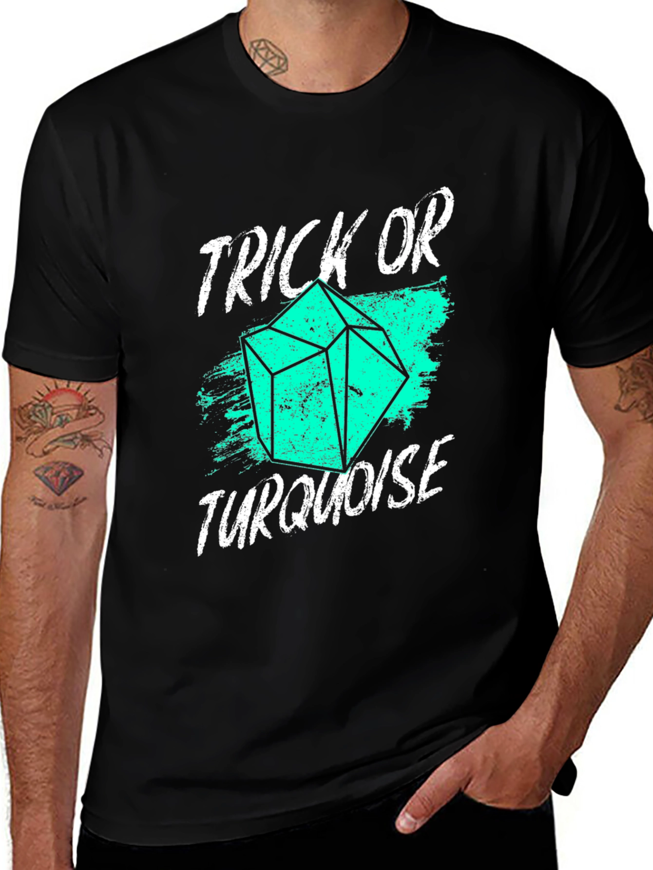 Trick or Turquoise T-Shirt - Black Tee