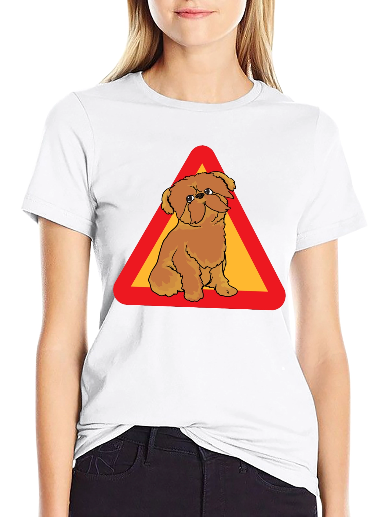 Dog on Warning Sign Graphic T-Shirt