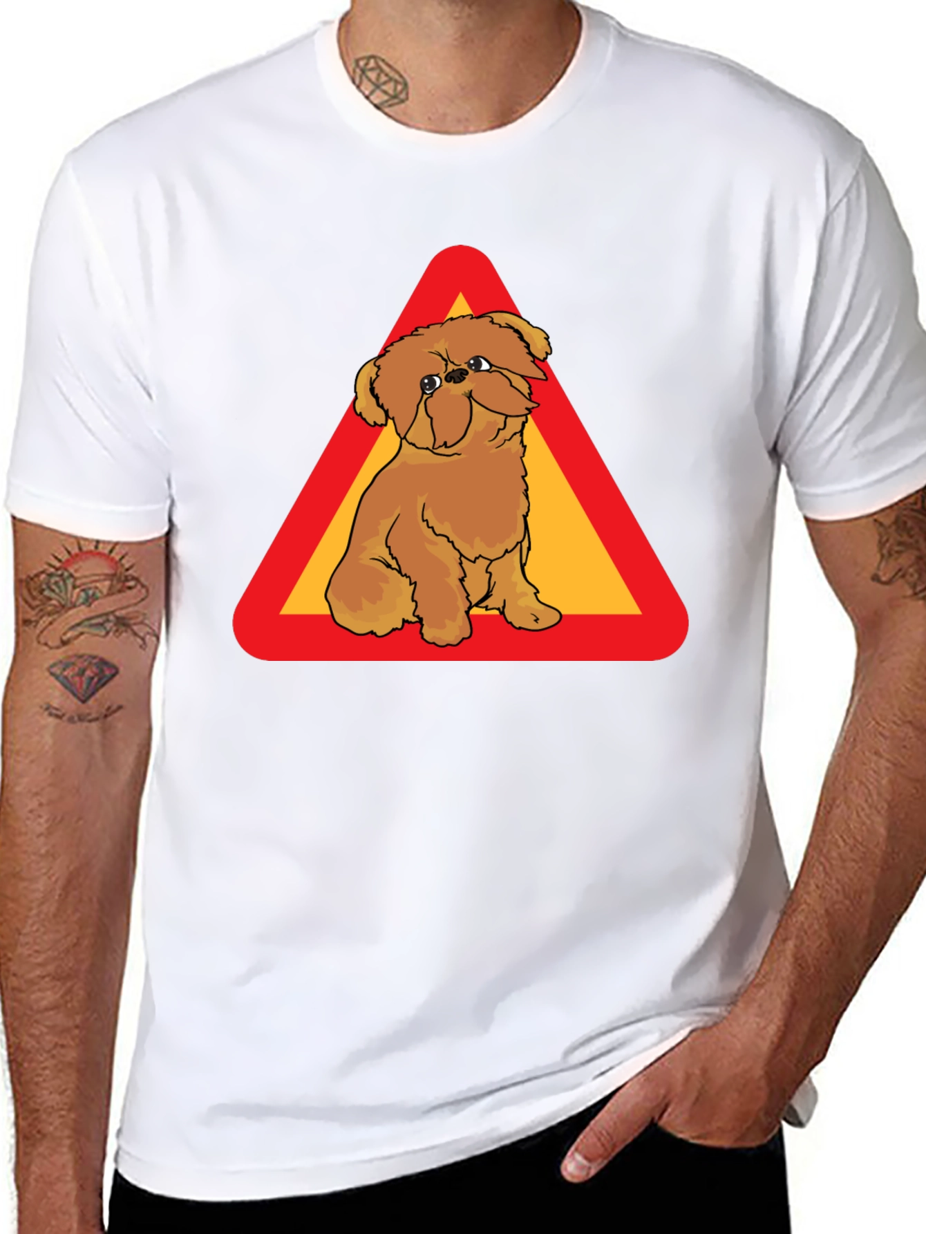 Dog on Warning Sign Graphic T-Shirt