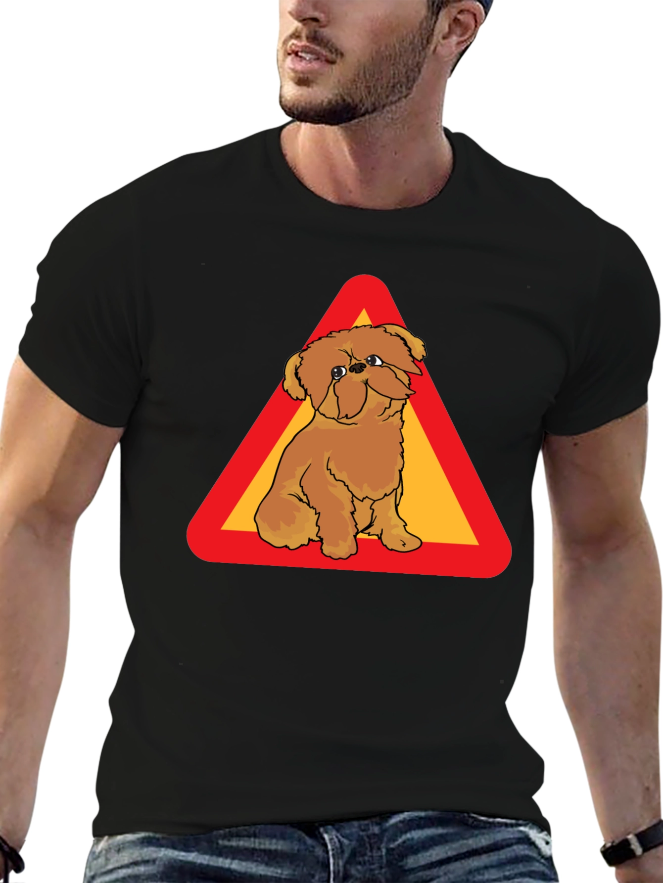 Dog on Warning Sign Graphic T-Shirt