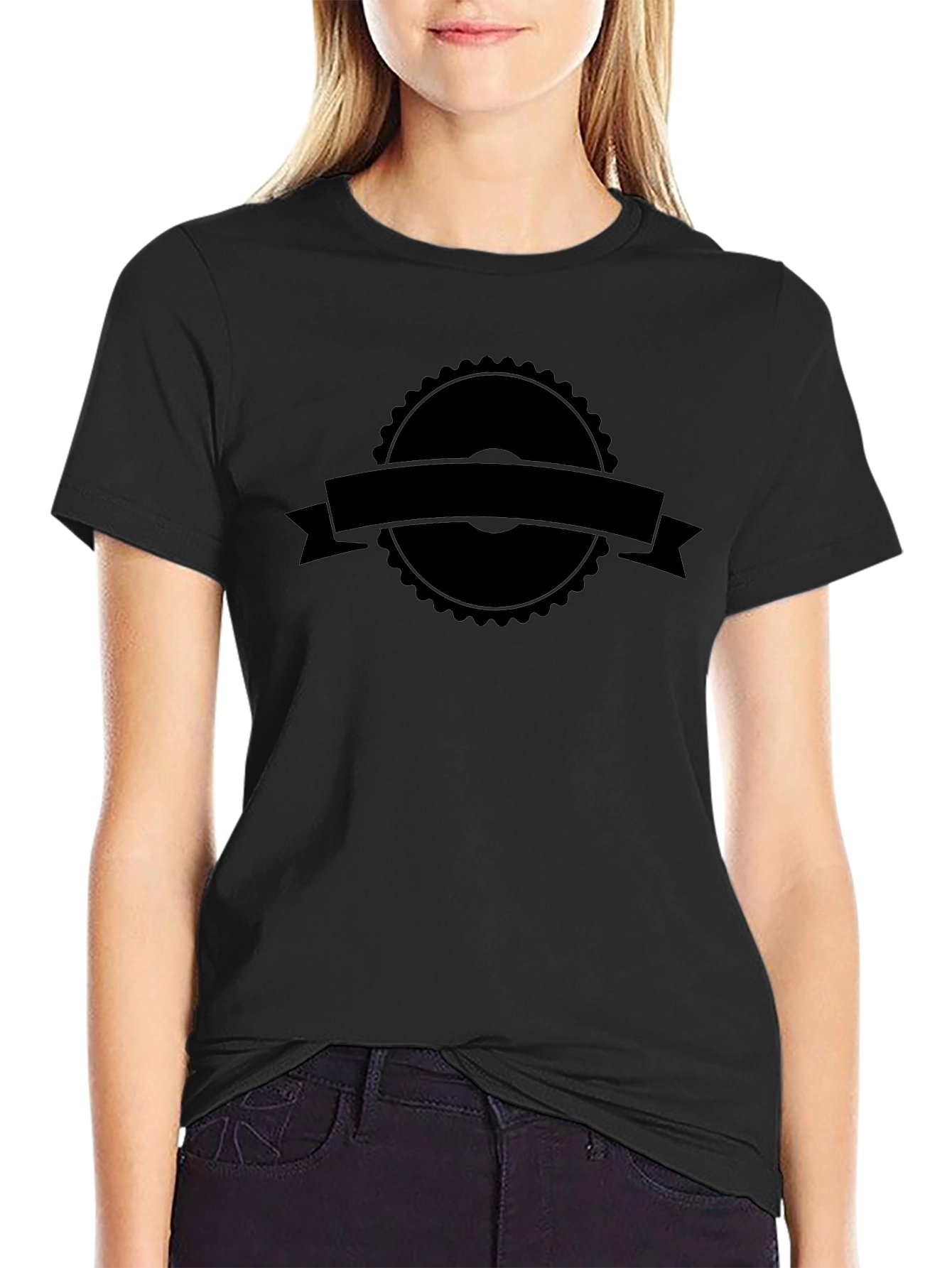 Mens Black Graphic Tee - Customizable Banner Design