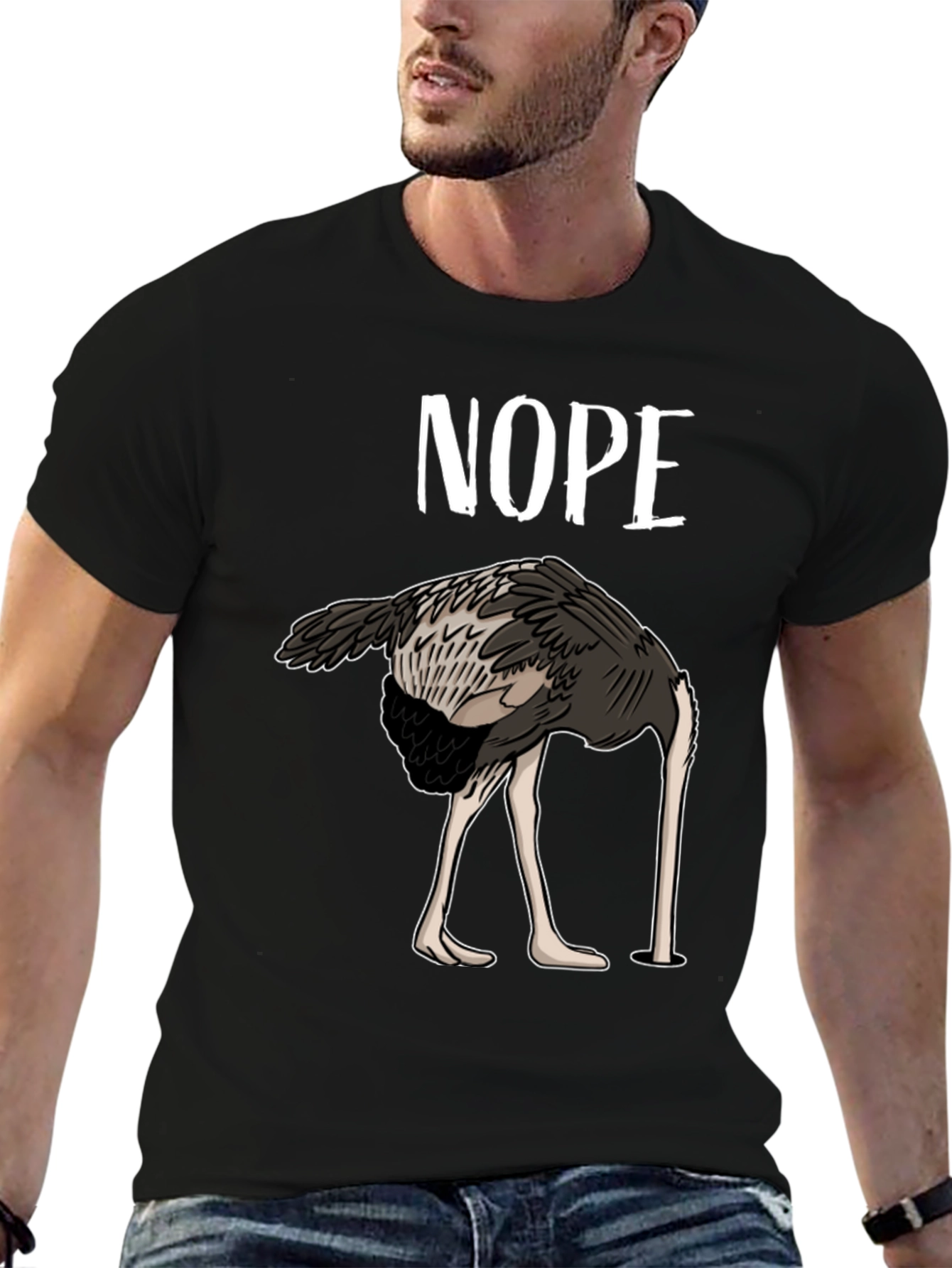 Nope Ostrich T-Shirt Funny Bird Humor Tee
