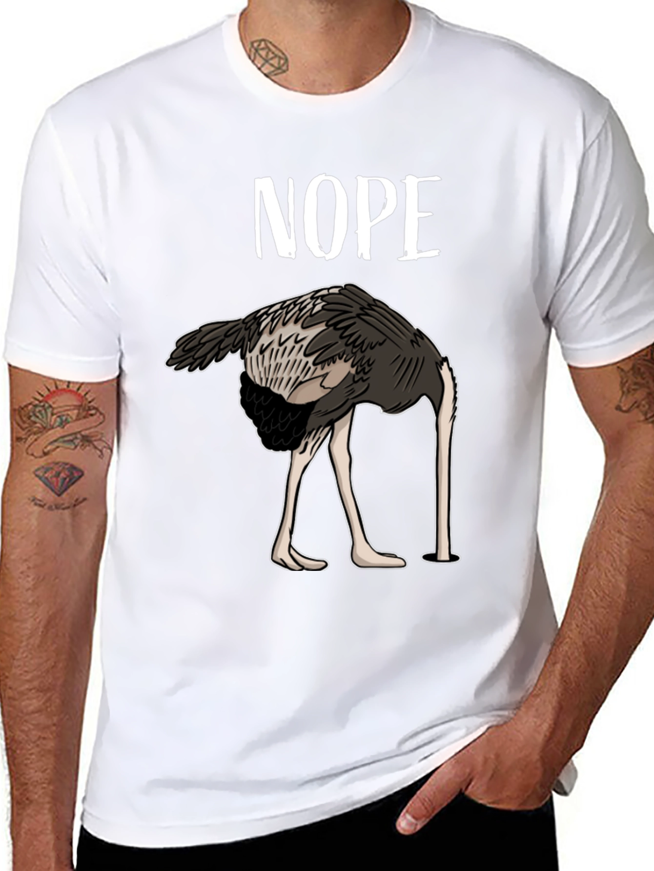 Nope Ostrich T-Shirt Funny Bird Humor Tee