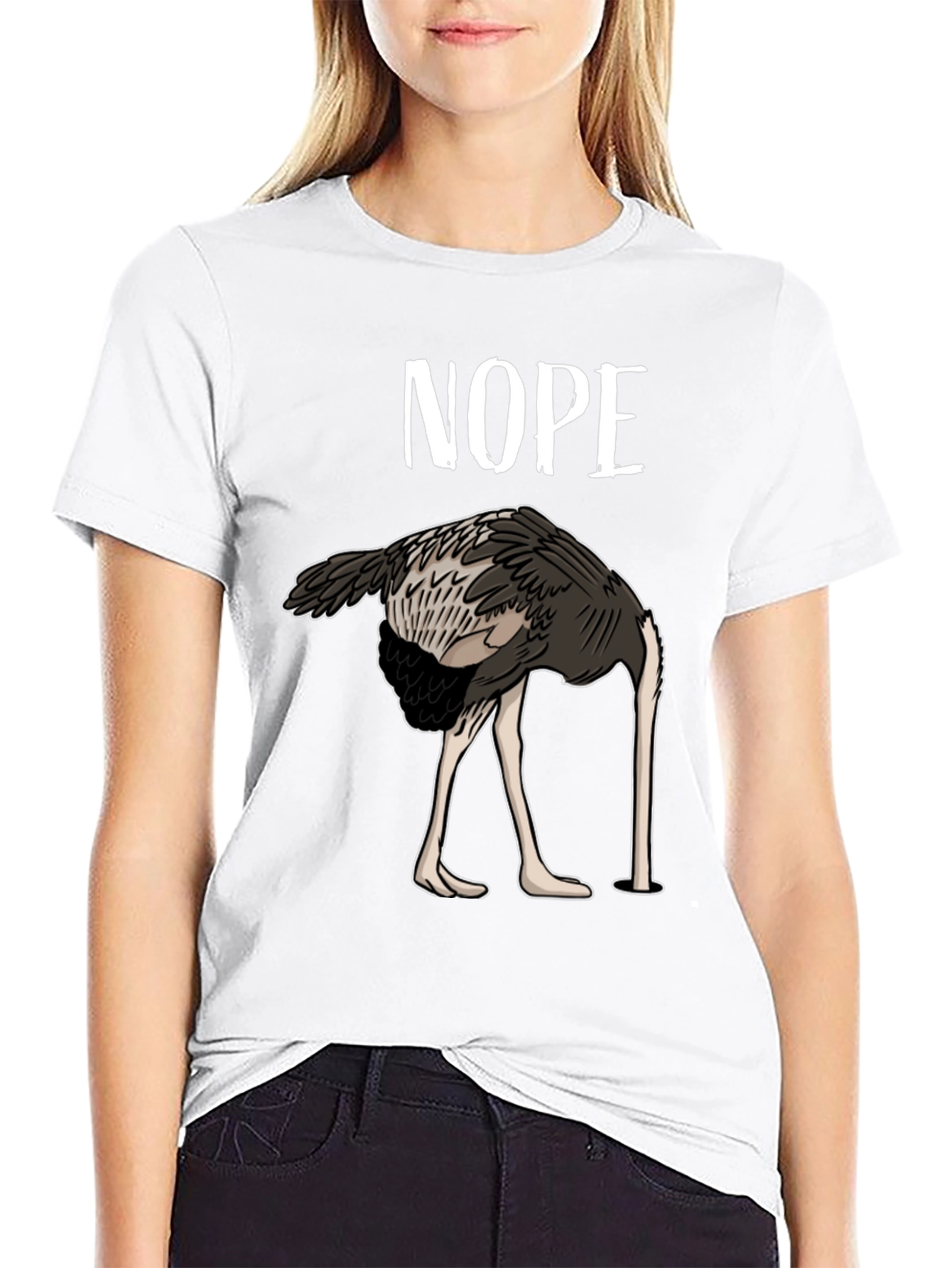 Nope Ostrich T-Shirt Funny Bird Humor Tee