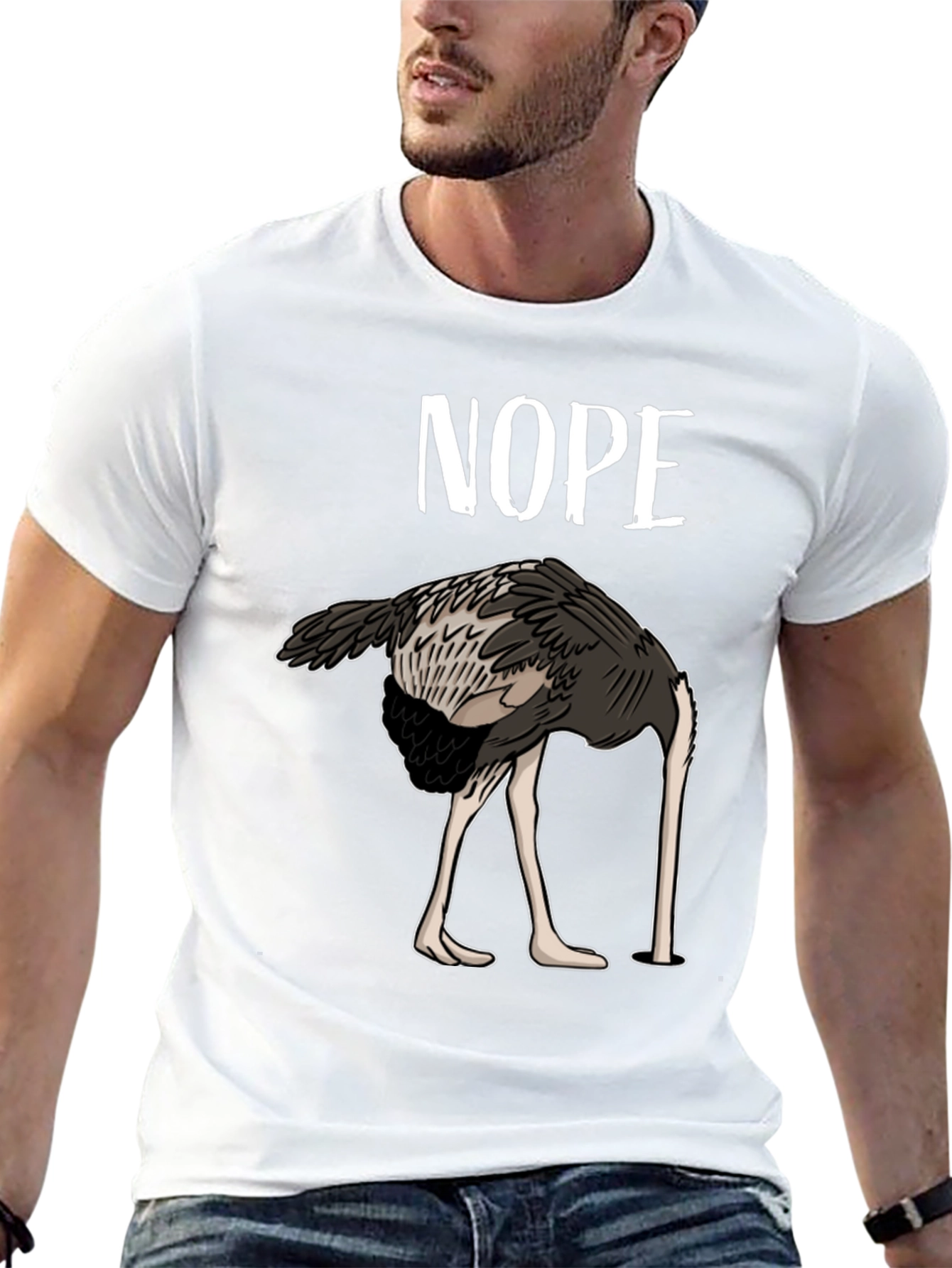 Nope Ostrich T-Shirt Funny Bird Humor Tee