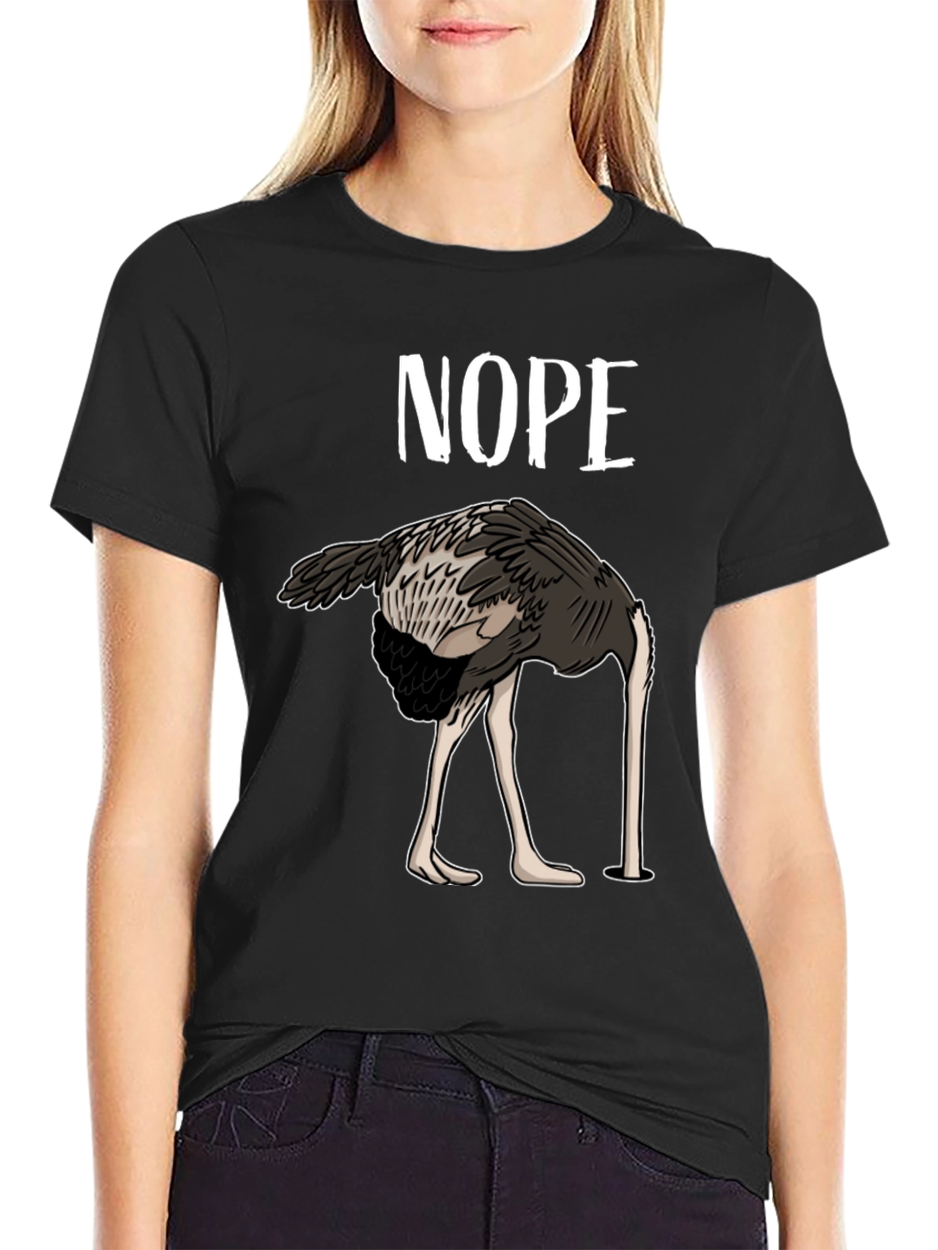 Nope Ostrich T-Shirt Funny Bird Humor Tee