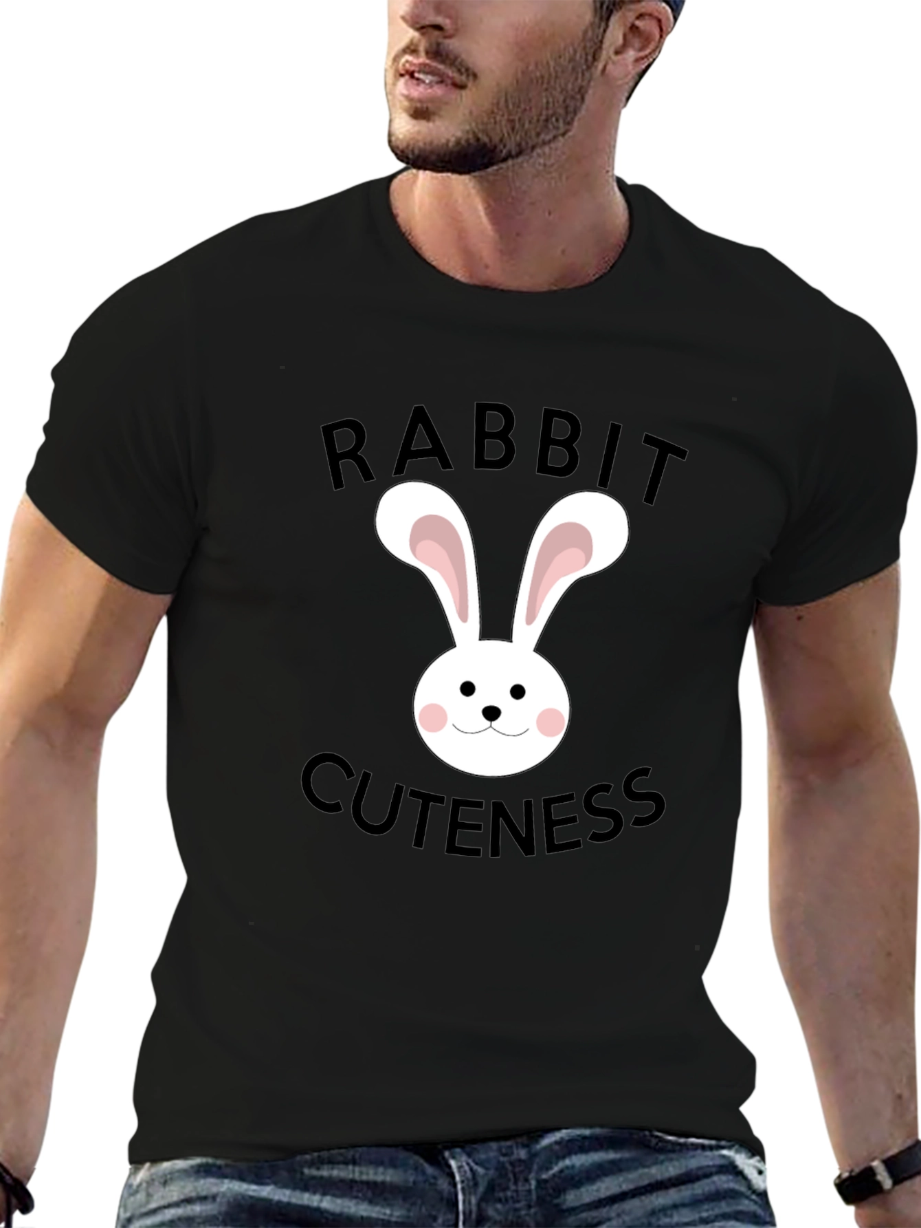 Rabbit Cuteness Black T-Shirt