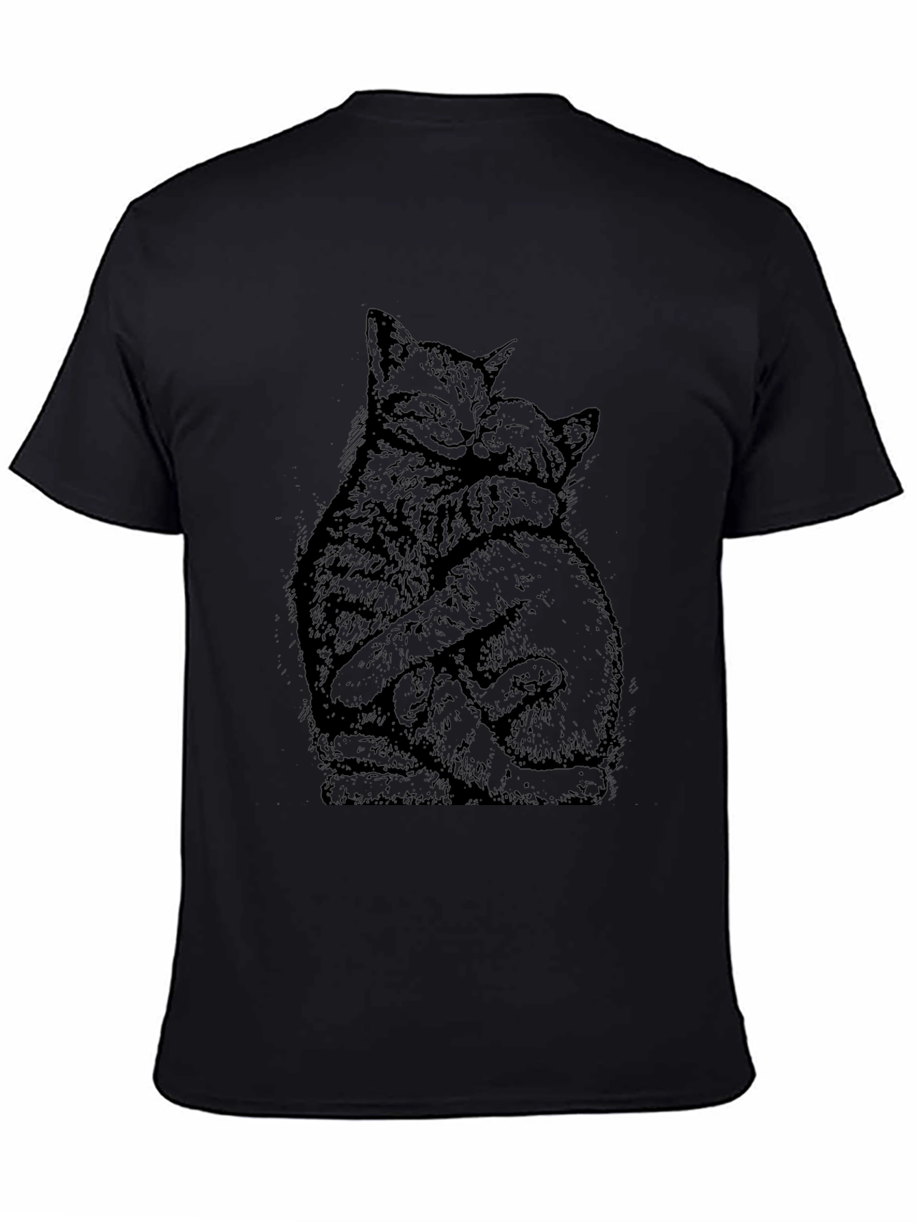 Hugging Cats Graphic Tee - Unisex Black T-Shirt