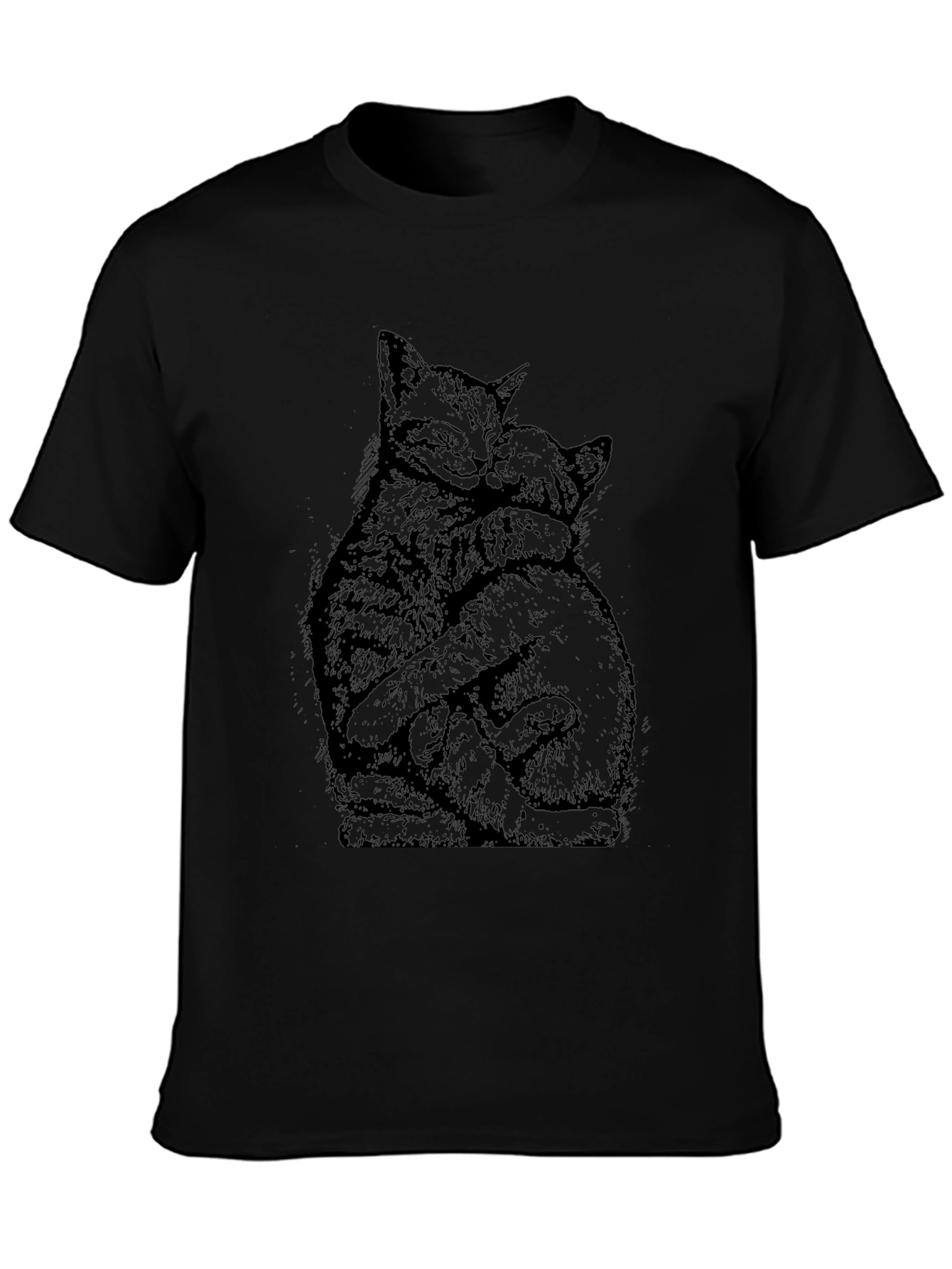 Hugging Cats Graphic Tee - Unisex Black T-Shirt