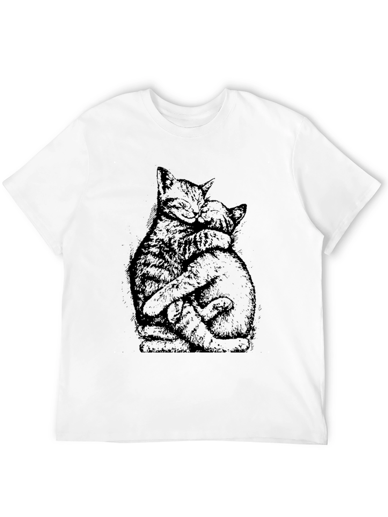 Hugging Cats Graphic Tee - Unisex Black T-Shirt