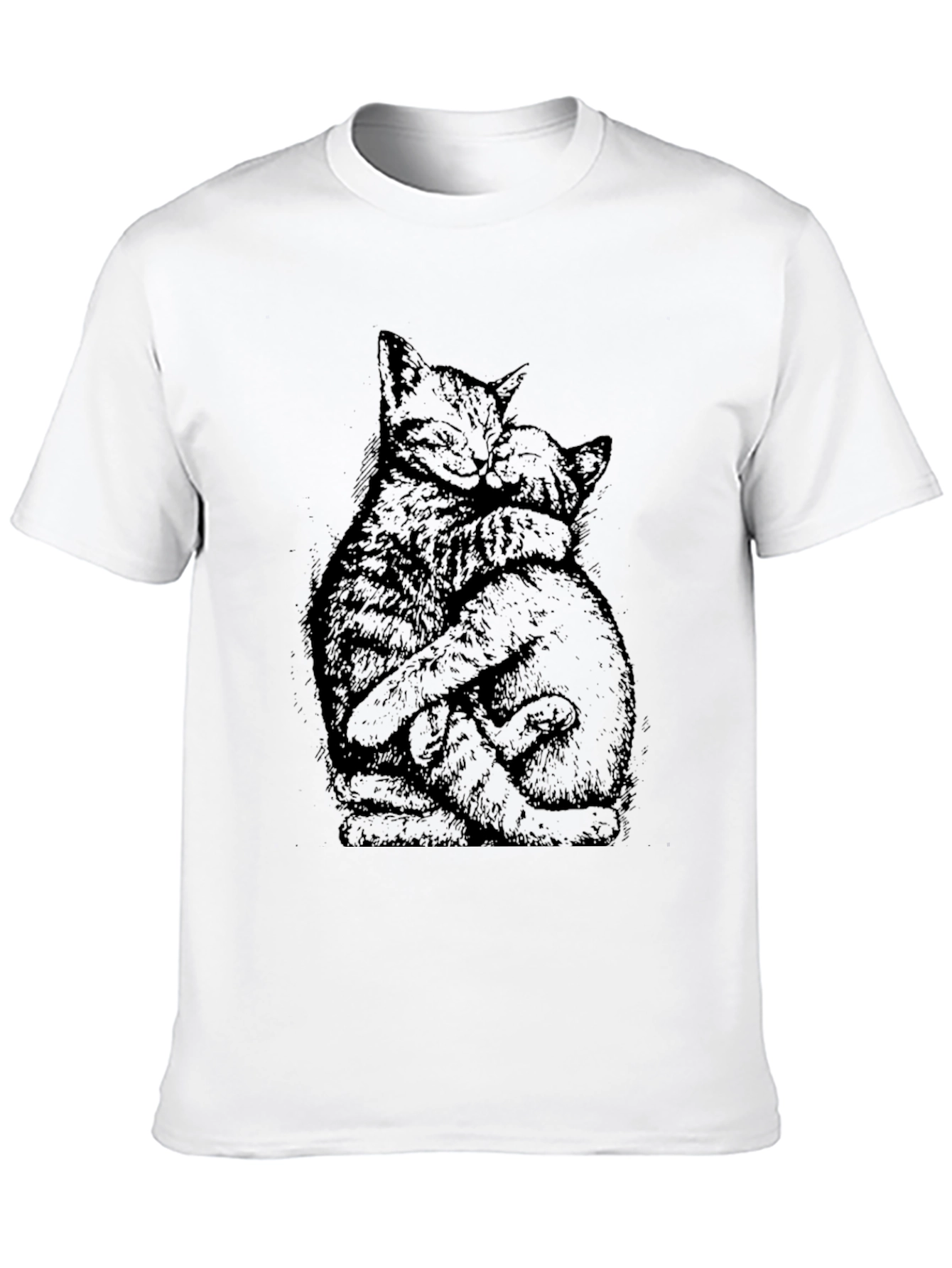 Hugging Cats Graphic Tee - Unisex Black T-Shirt
