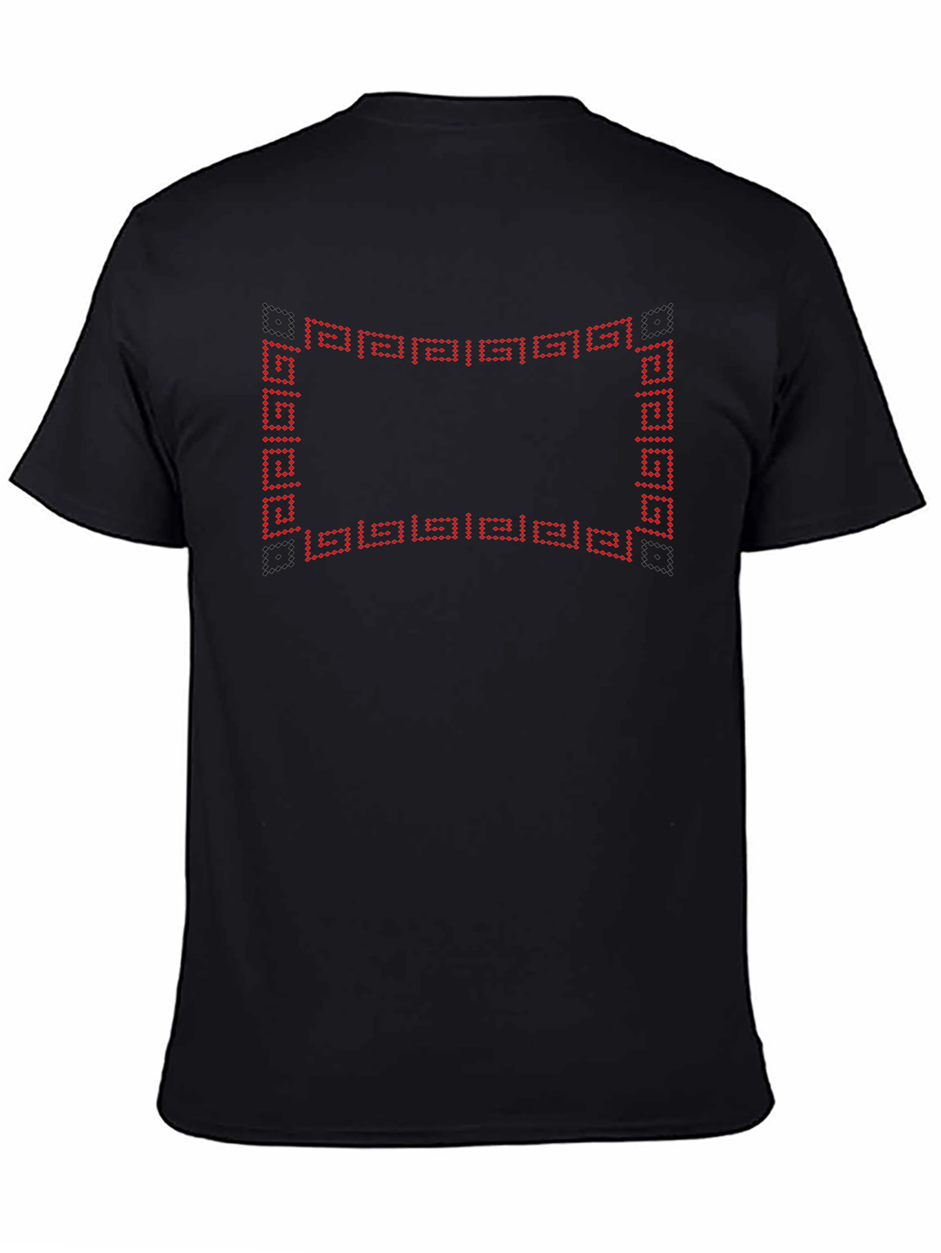 Mens Black Tee with Geometric Frame Design