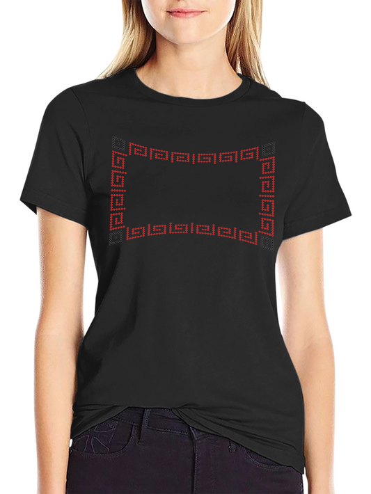 Mens Black Tee with Geometric Frame Design
