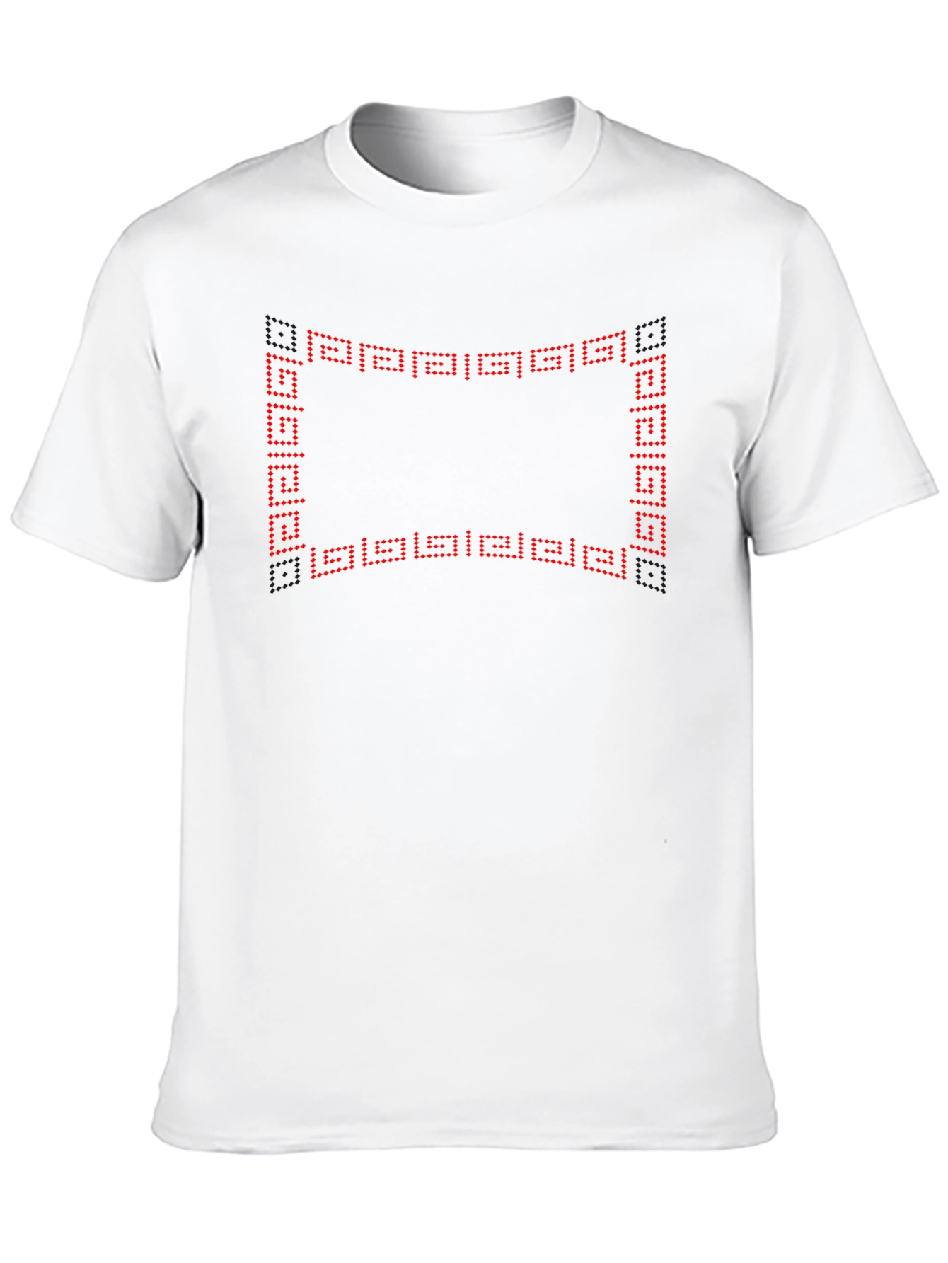 Mens Black Tee with Geometric Frame Design