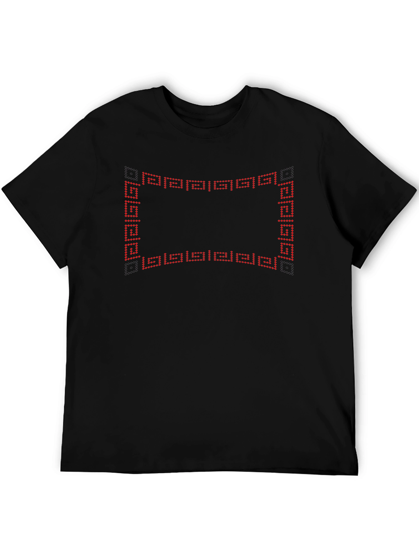 Mens Black Tee with Geometric Frame Design