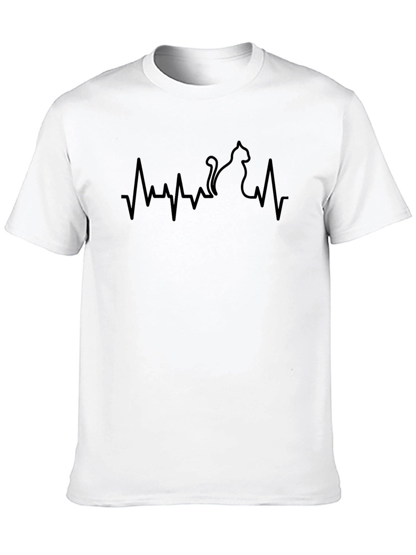 Cat Heartbeat T-Shirt - Relaxed Fit Soft Cotton