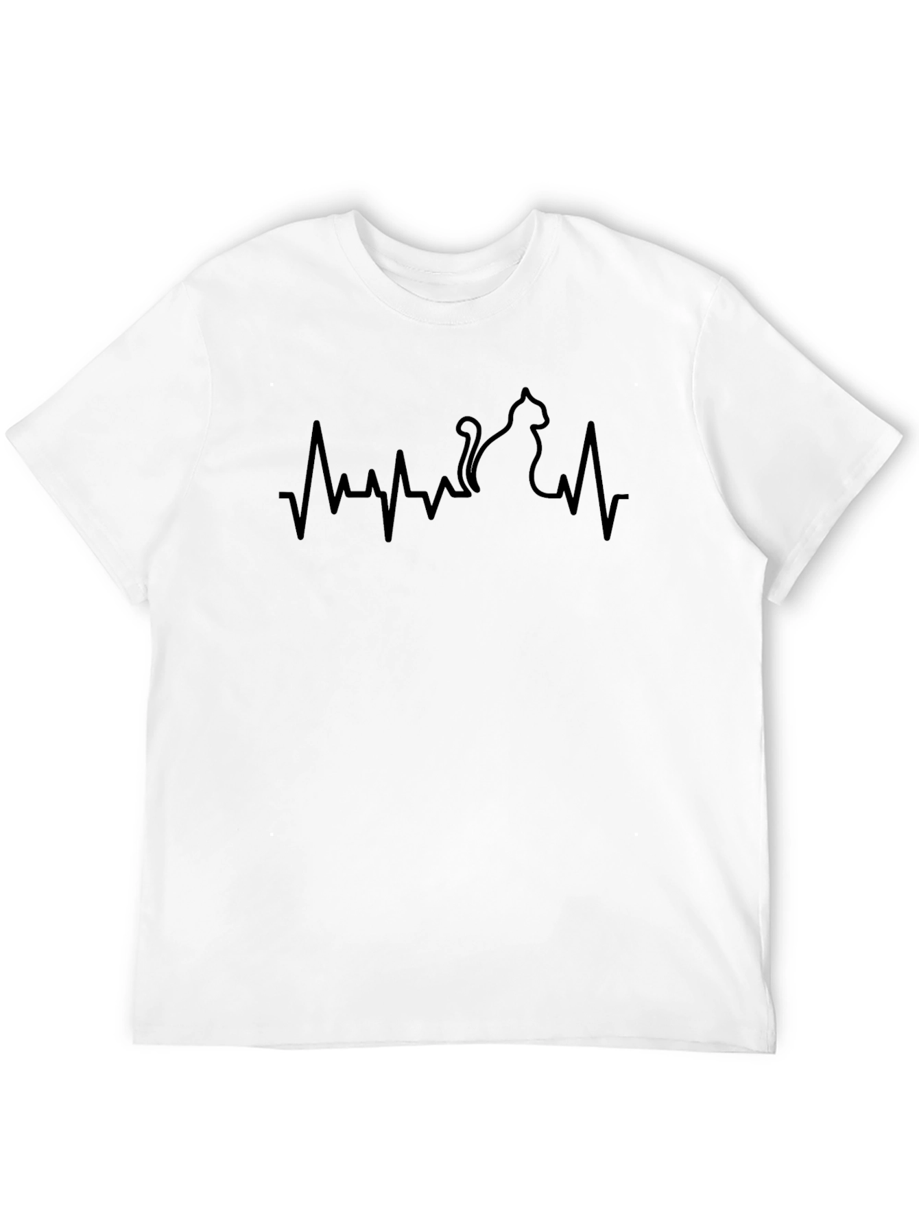 Cat Heartbeat T-Shirt - Relaxed Fit Soft Cotton