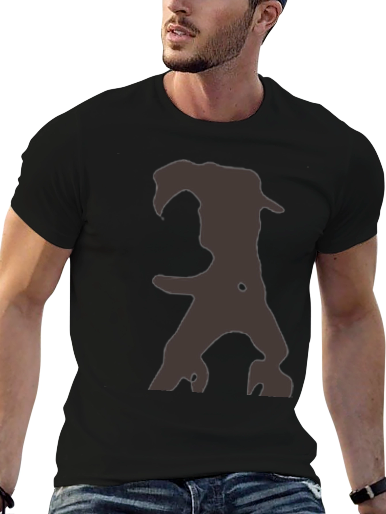 Mens Graphic Print Crew Neck T-Shirt - Black
