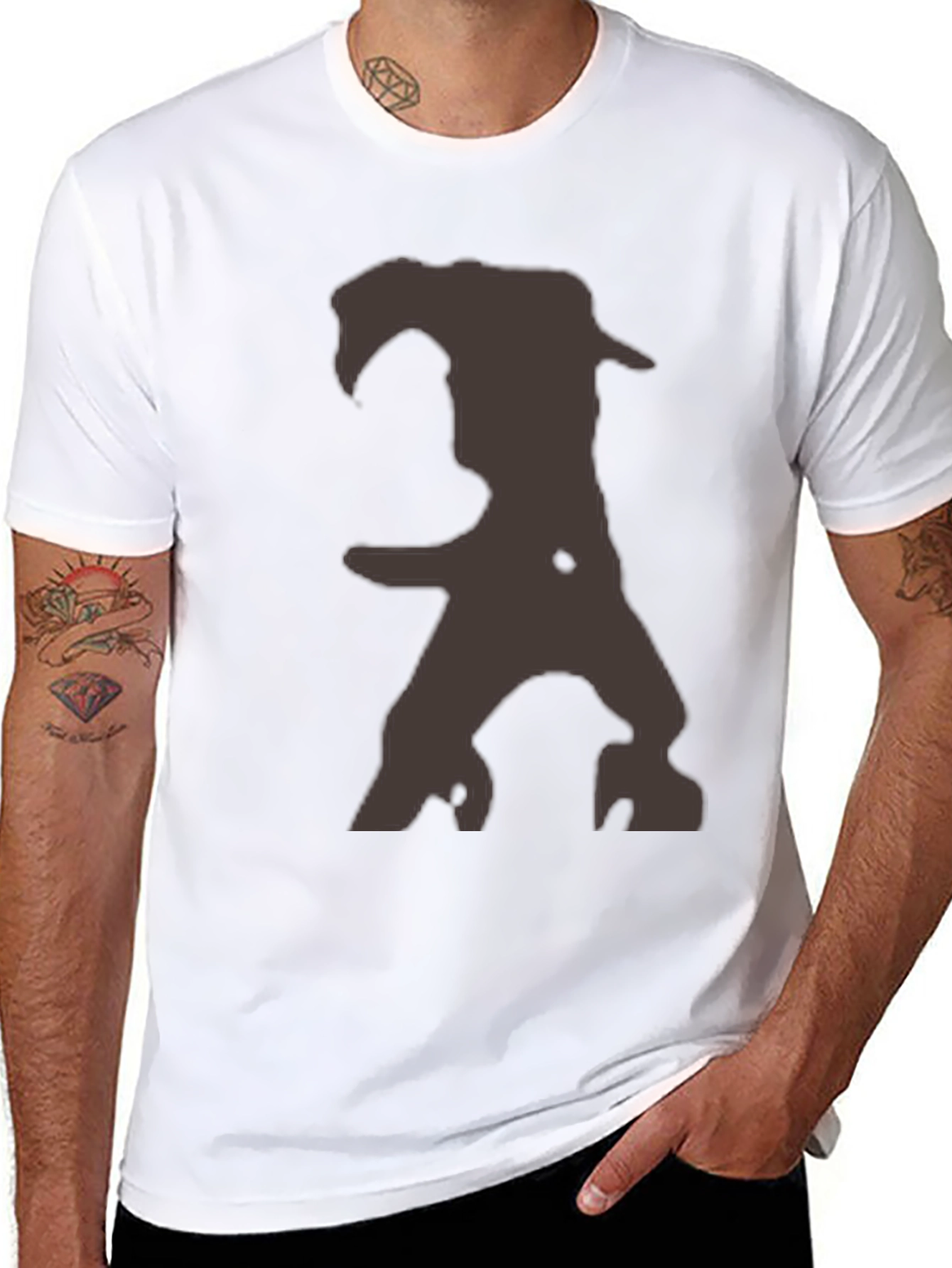 Mens Graphic Print Crew Neck T-Shirt - Black