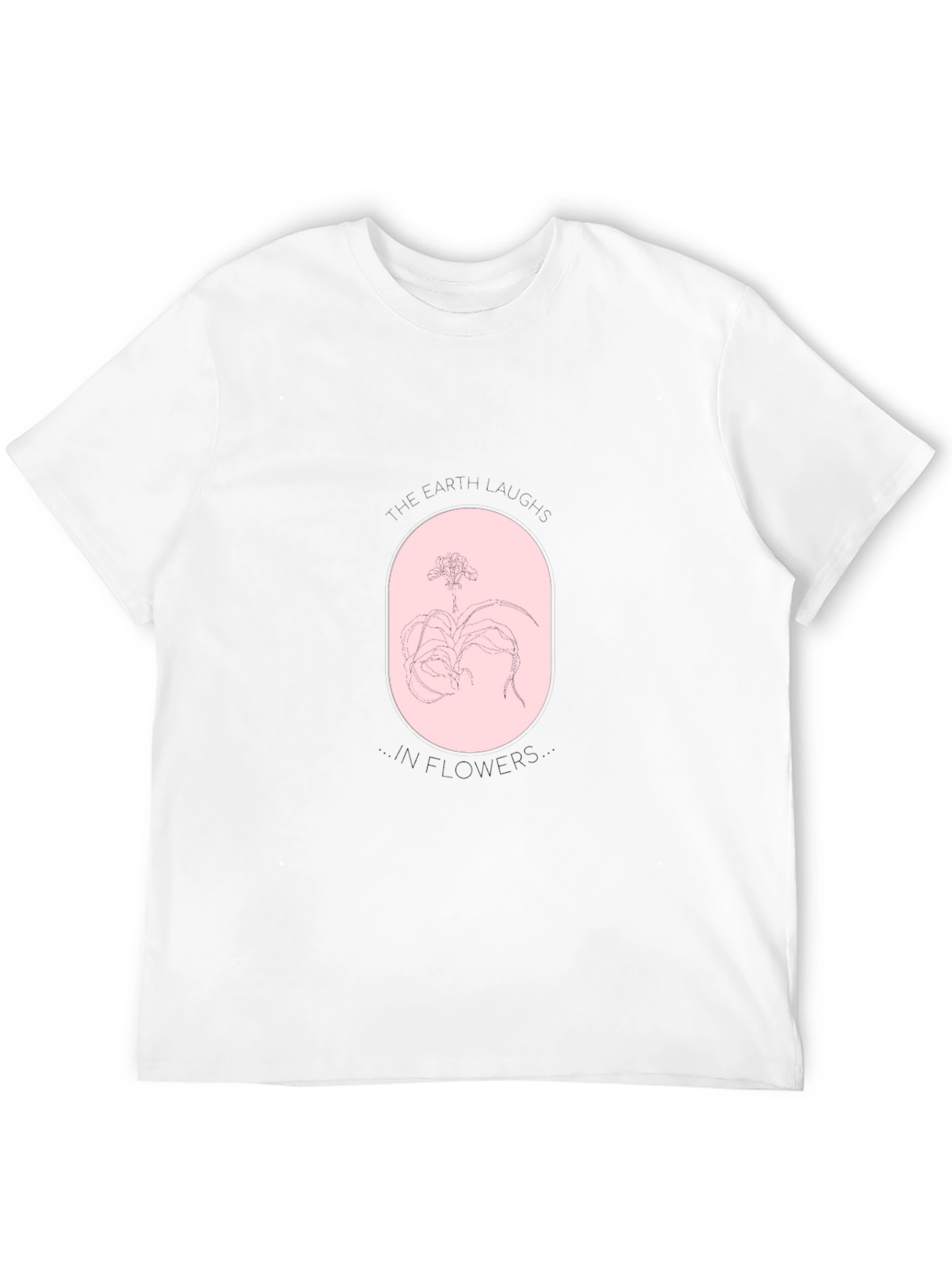 Black T-Shirt with Oval Orchid Design