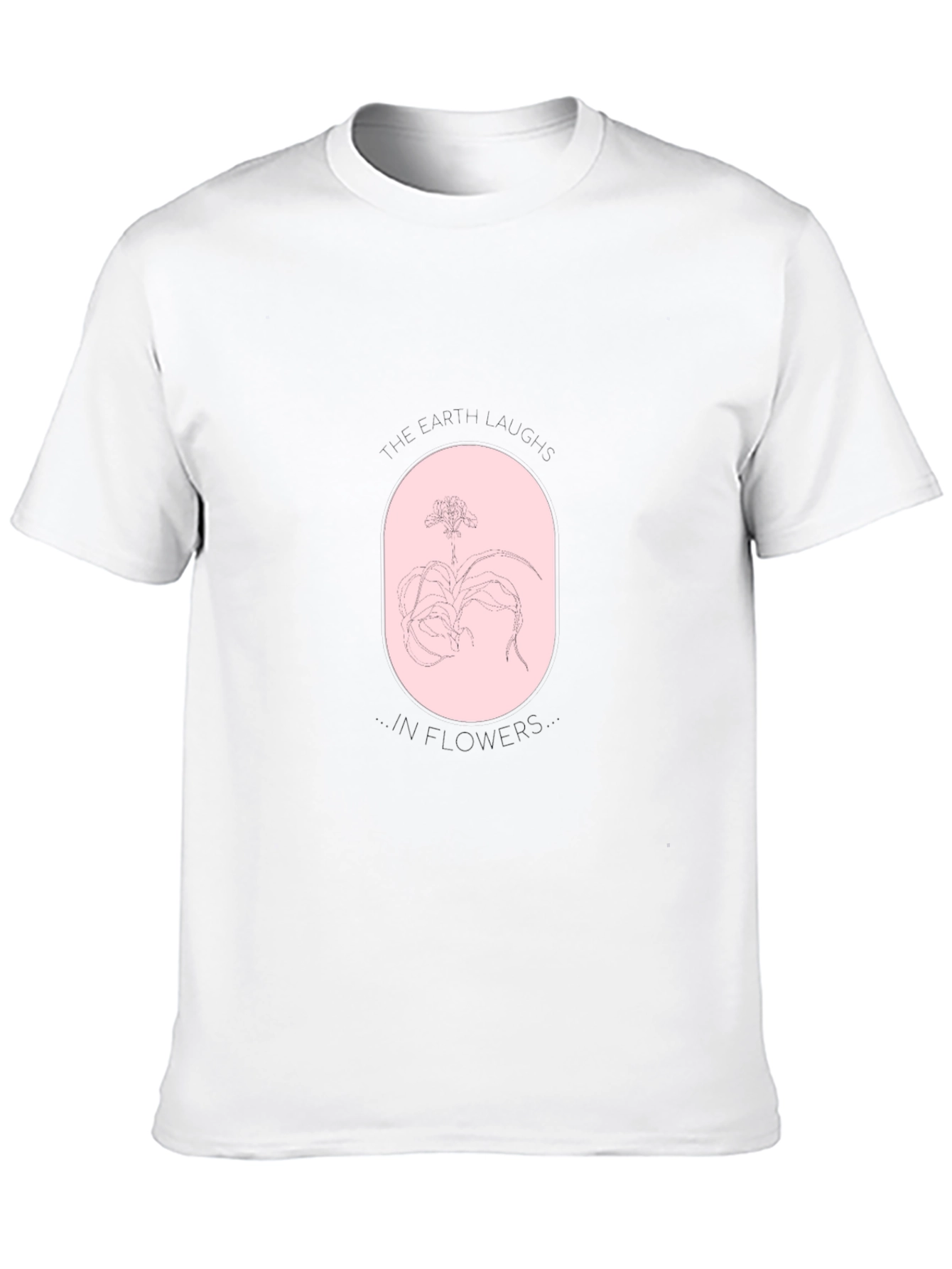 Black T-Shirt with Oval Orchid Design